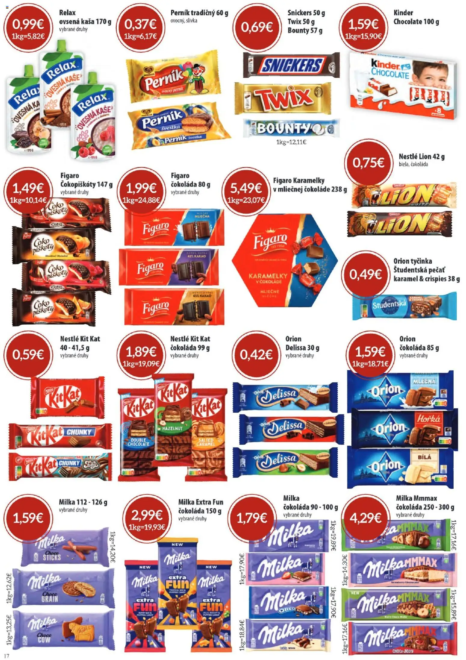 Náhľad KARMEN CBA letáku platného od 03.09.2026 - Čokoláda, Kinder, Milka, Kakao, Snickers, Ovsená kaša, Kaša, Piškóty