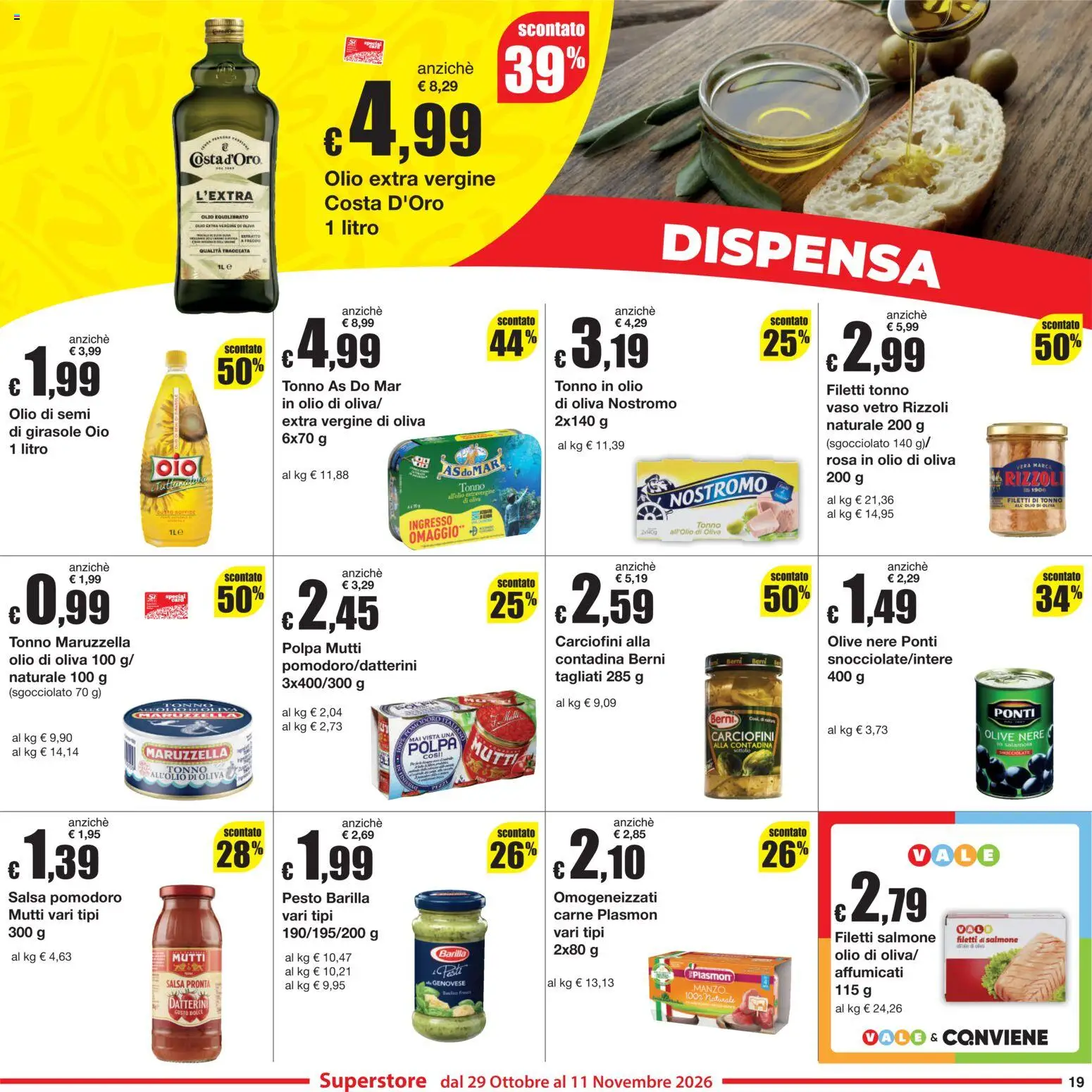 Anteprima dell'opuscolo Sì con Te volantino Superstore dal negozio Sì con Te valido da 29/10/2026 - Carne, Olio di Oliva, Salmone, Barilla, Pesto, Olive, Mutti, Olio di semi