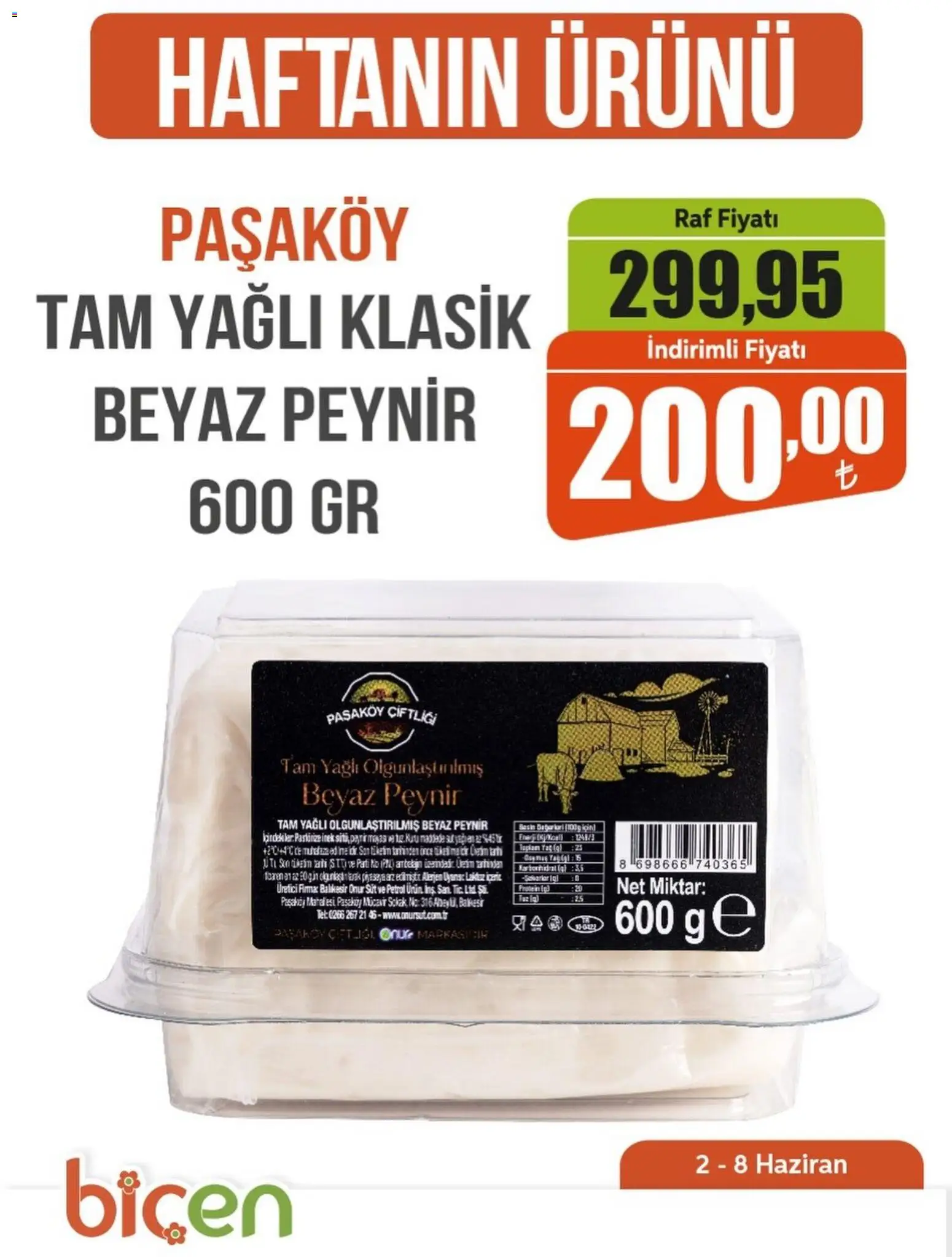 Biçen Market Biçen Market - Haftanın Ürünü 02.06.2026 - Broşürünün önizlemesi - Peynir, Süt, Raf, Yağ