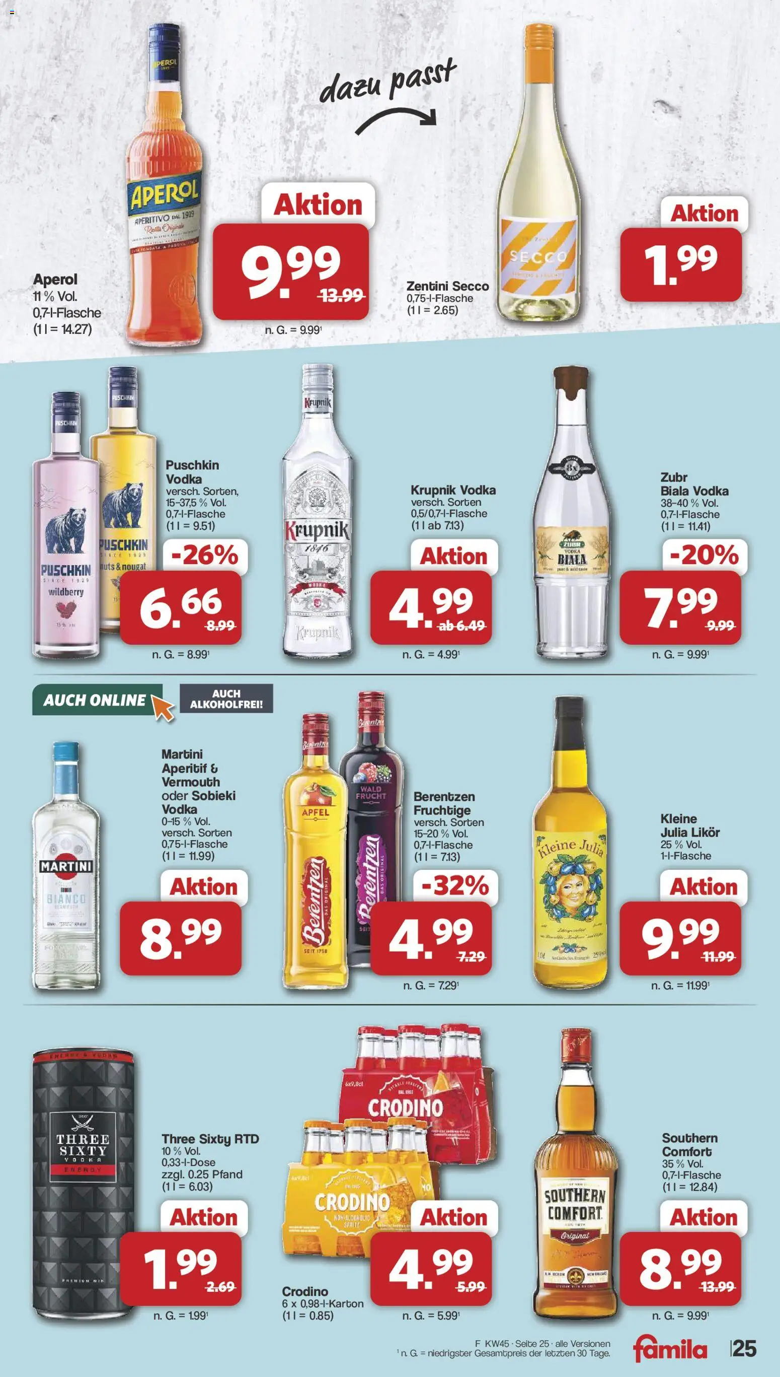 Vorschau von dem Prospekt des Geschäftes Famila Nordwest, gültig ab dem 02.11.2026 - Äpfel, Aperol, Martini, Vodka, Berentzen, Likör