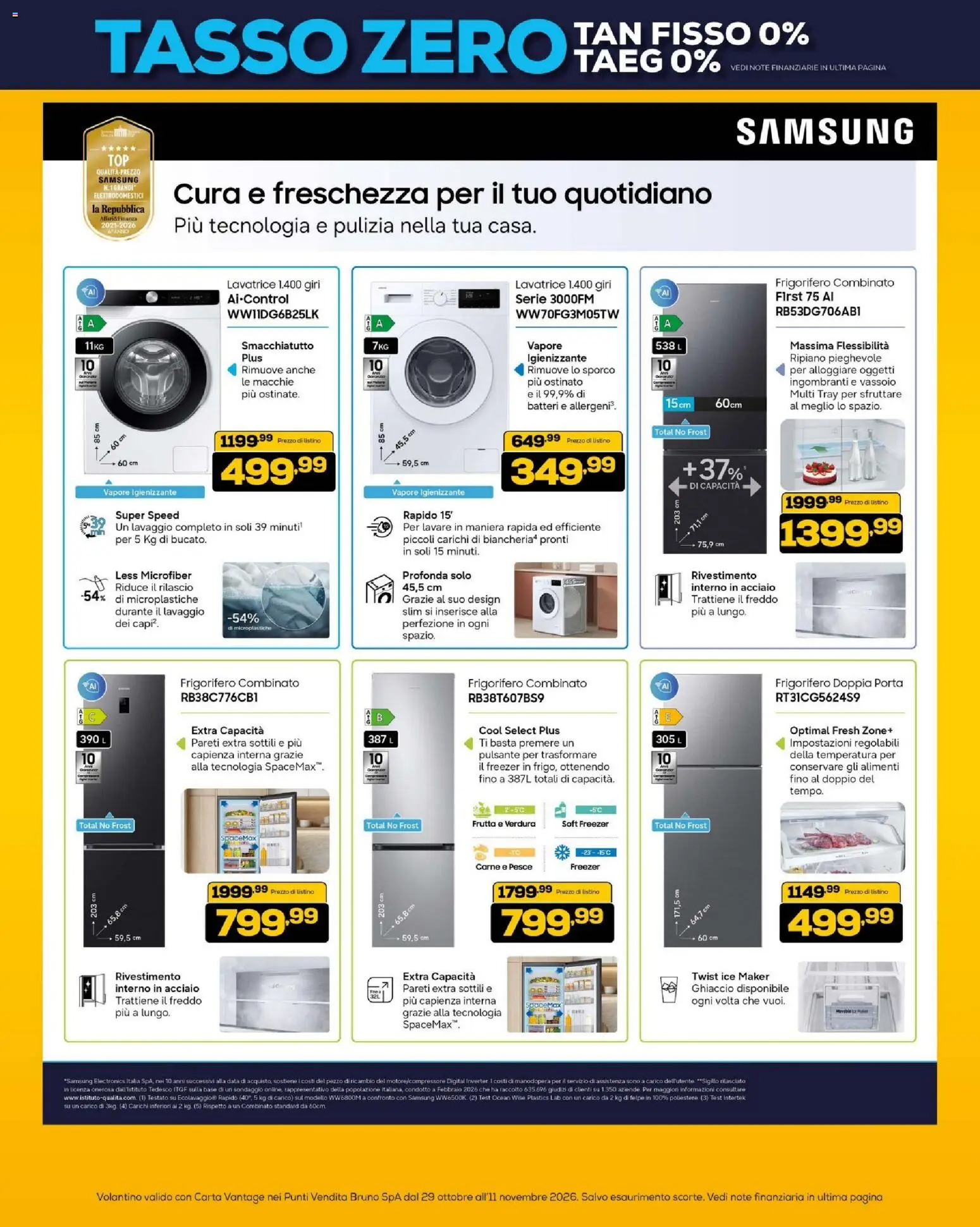 Anteprima dell'opuscolo BRUNO Black Friday ML dal negozio BRUNO valido da 29/10/2026 - Samsung, Frutta, Porta, Freezer, Data, Vassoio, Frigorifero combinato, Ripiano