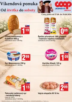 Náhľad COOP Jednota letáku platného od 27.08.2026