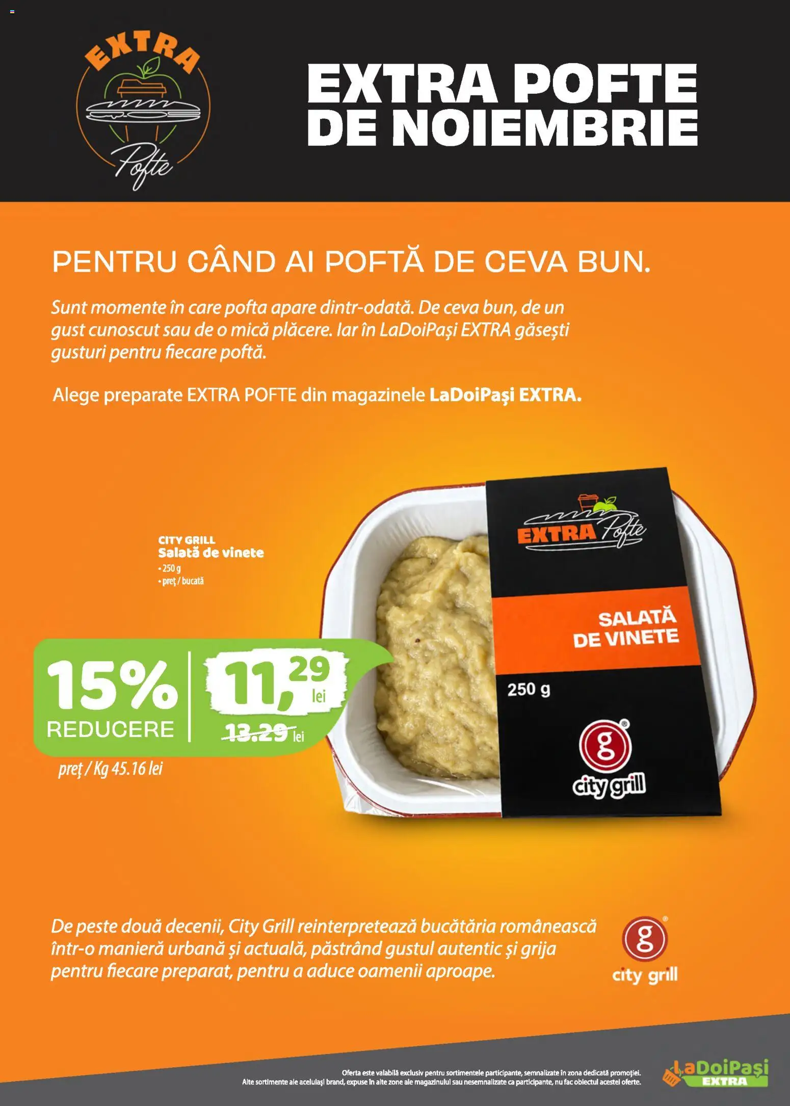 Previzualizarea de cataloage: LaDoiPași LaDoiPași Catalog extra valabil de la 01.11.2026 - Grill, Salată, Pește