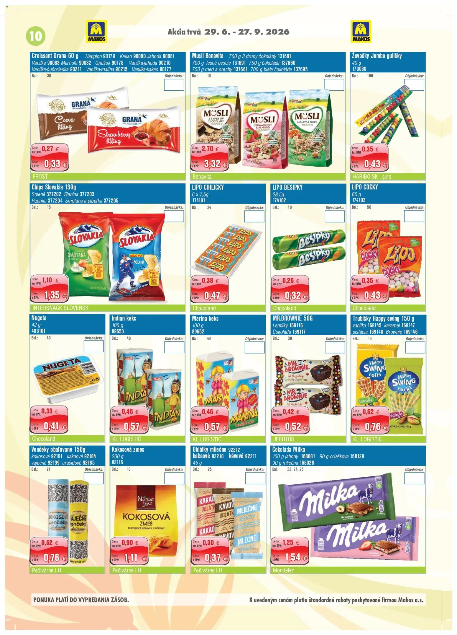 Náhľad Makos letáku platného od 29.06.2026 - Paprika, Brownies, Kakao, Slanina, Vanilka, Trubičky, Venčeky, Žuvačky
