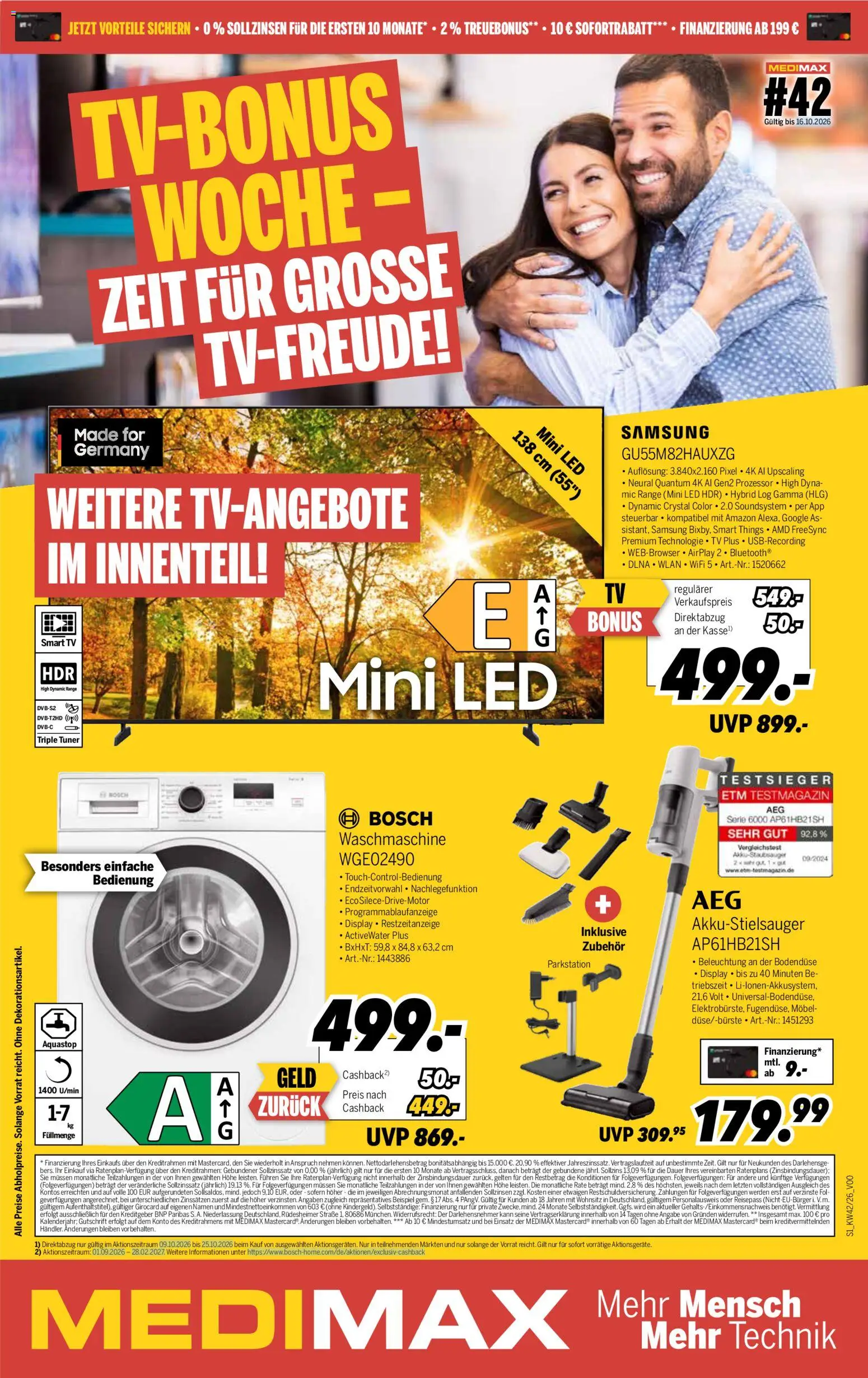 Vorschau von dem Prospekt des Geschäftes Medimax, gültig ab dem 10.10.2026 - Samsung, Waschmaschine, TV, Bosch, Smart TV, Soundsystem