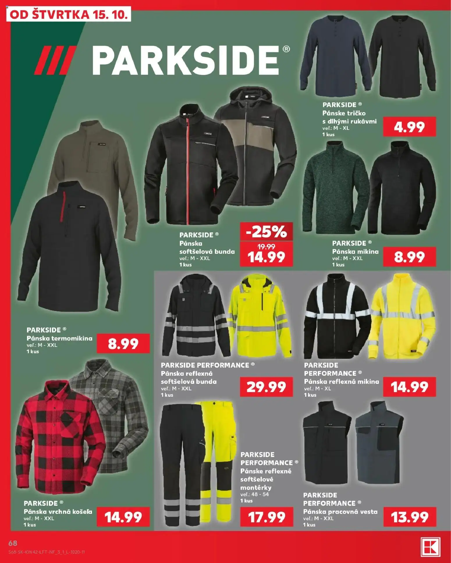 Náhľad Kaufland letáku platného od 15.10.2026 - Parkside, Mikina, Tričko, Bunda, Vesta, Košeľa
