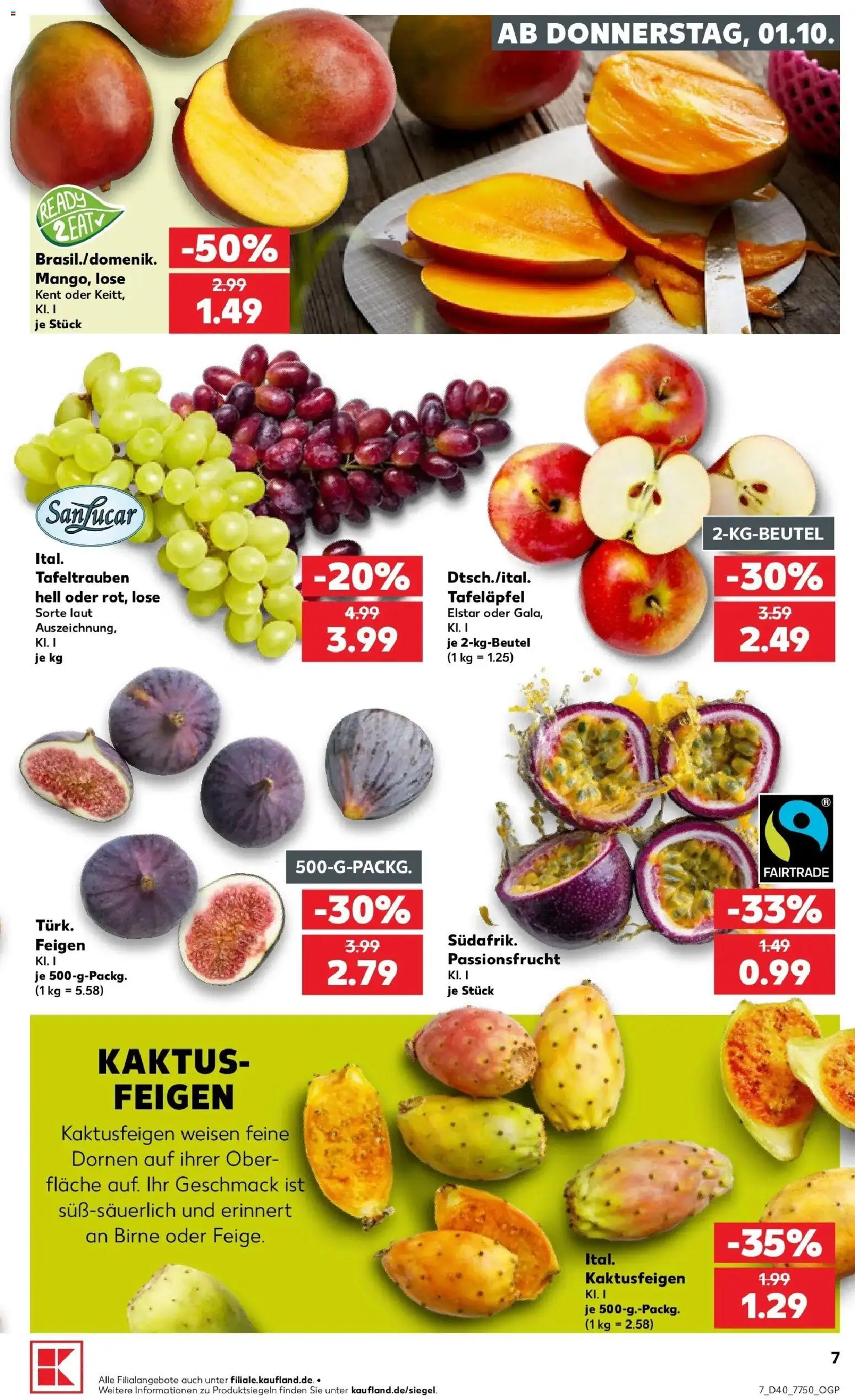 Vorschau von dem Prospekt des Geschäftes Kaufland, gültig ab dem 01.10.2026 - Birne, Feigen