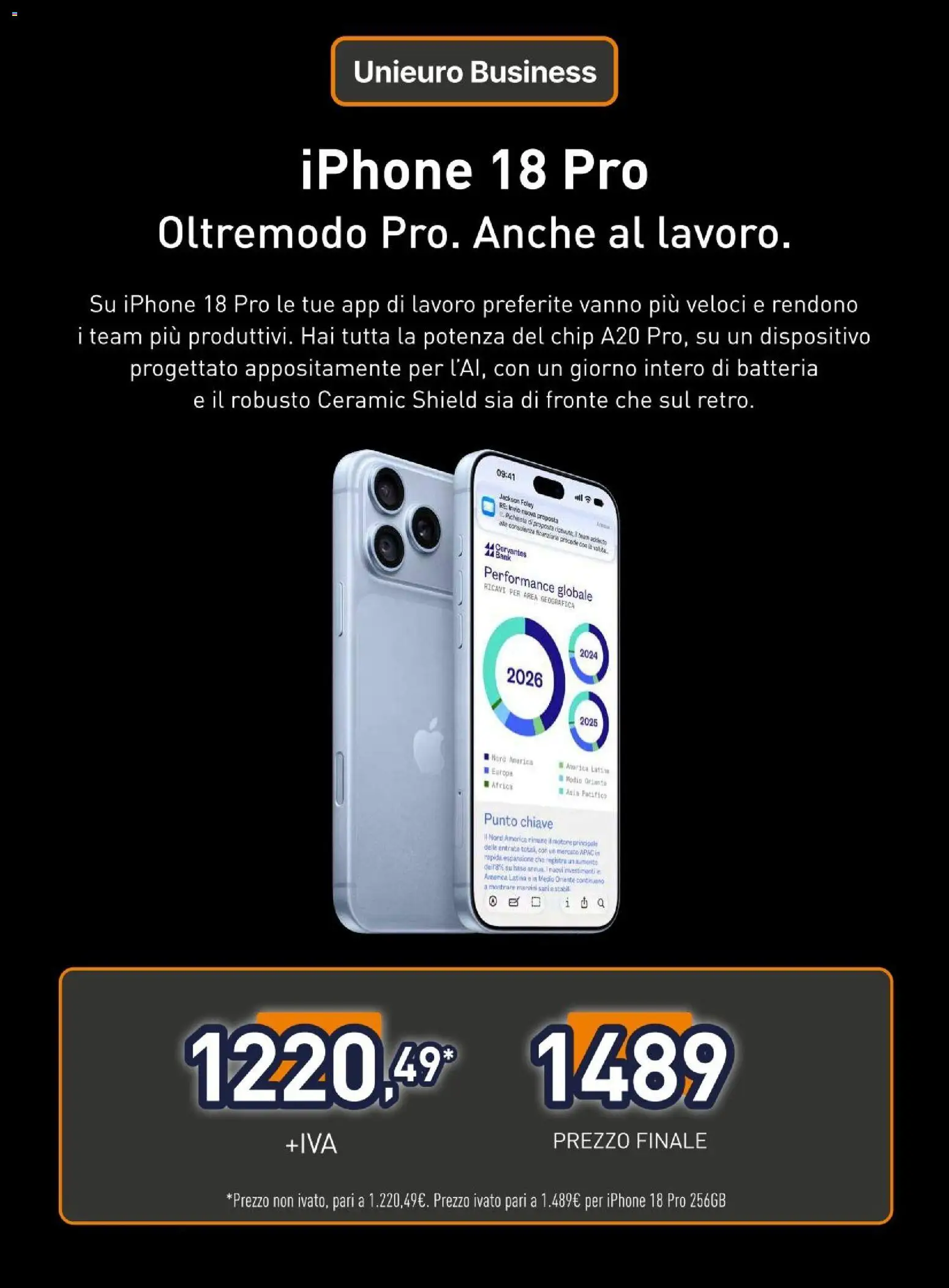 Anteprima dell'opuscolo Unieuro volantino Apple dal negozio Unieuro valido da 23/10/2026 - Iphone, Batteria