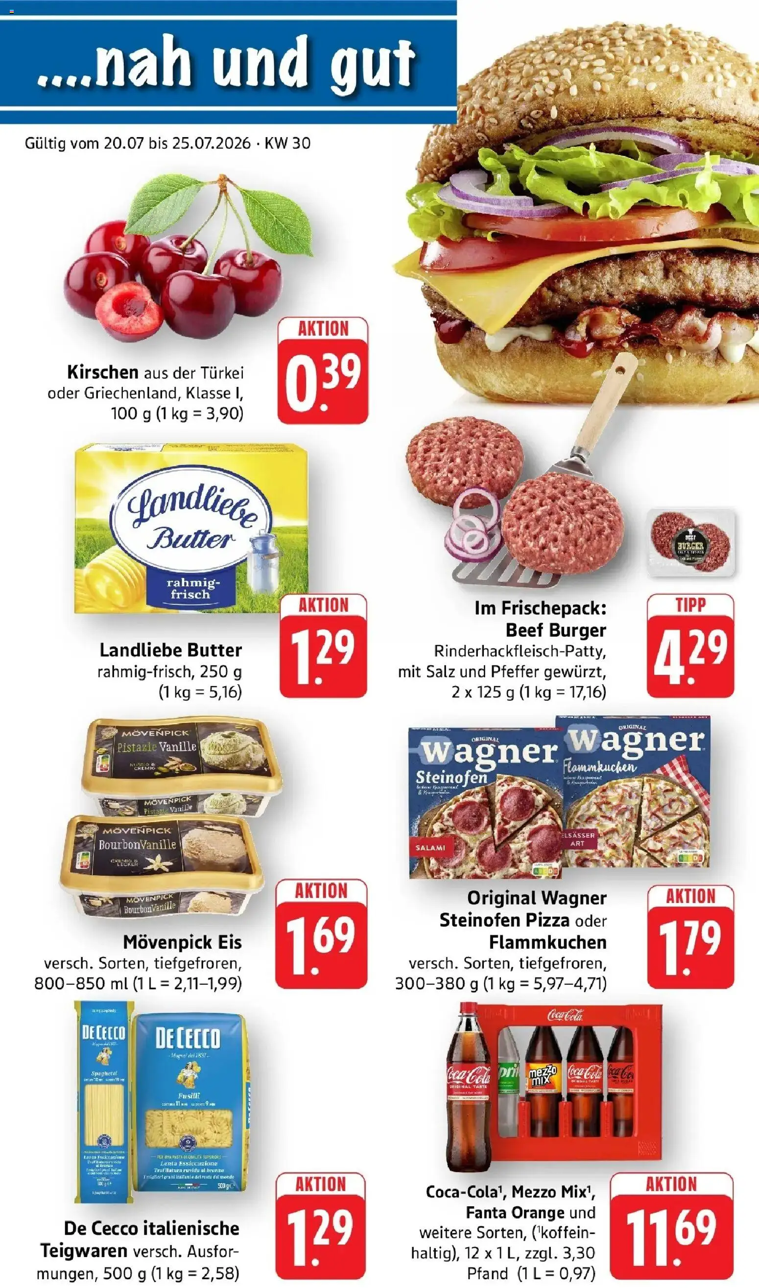 Vorschau von dem Prospekt des Geschäftes nah & gut, gültig ab dem 20.07.2026 - Eis, Coca cola, Spaghetti, Fanta, Salz, Pfeffer, Movenpick eis, Landliebe butter
