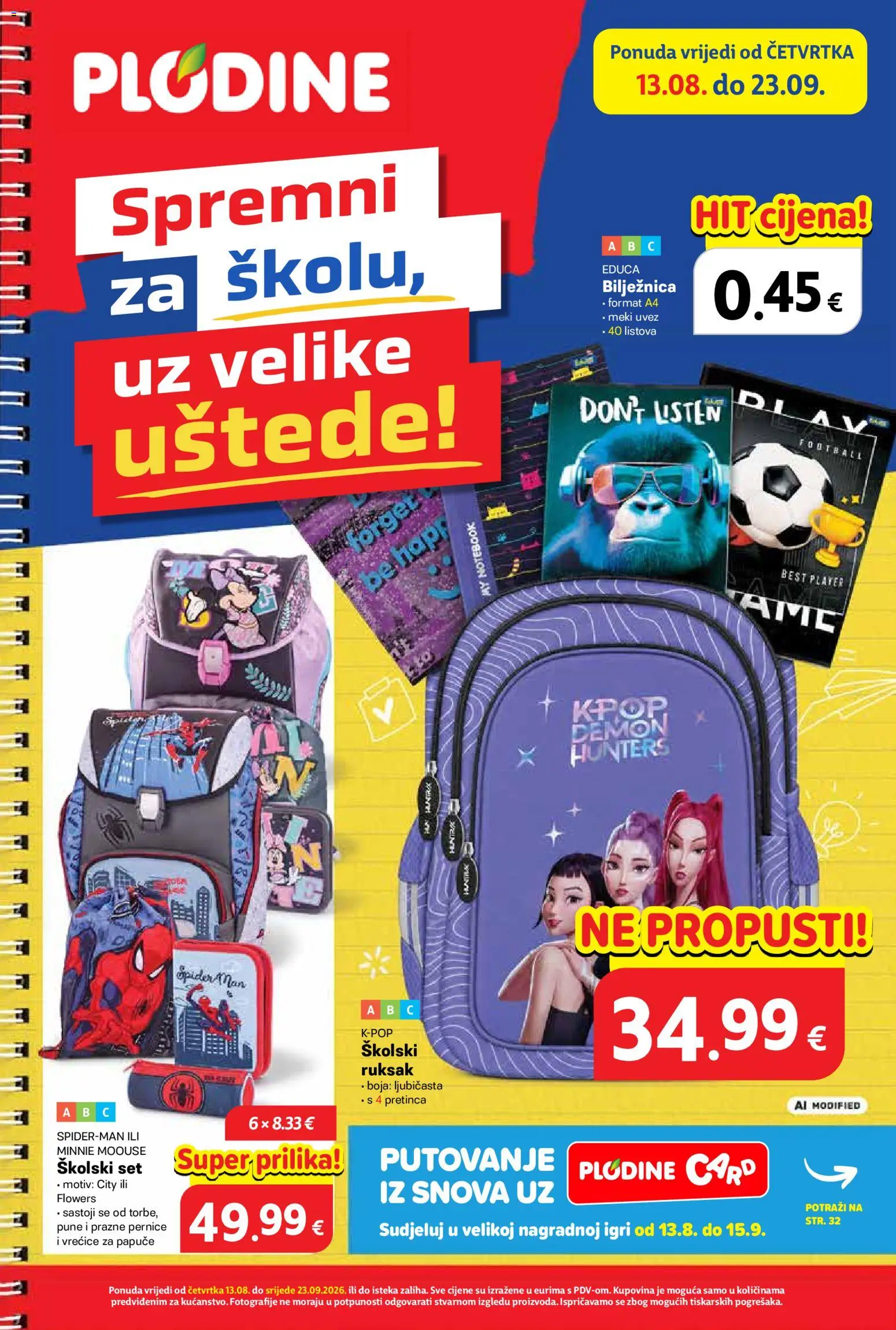 Pregled letka Plodine uštede trgovine Plodine vrijedi od 13.08.2026