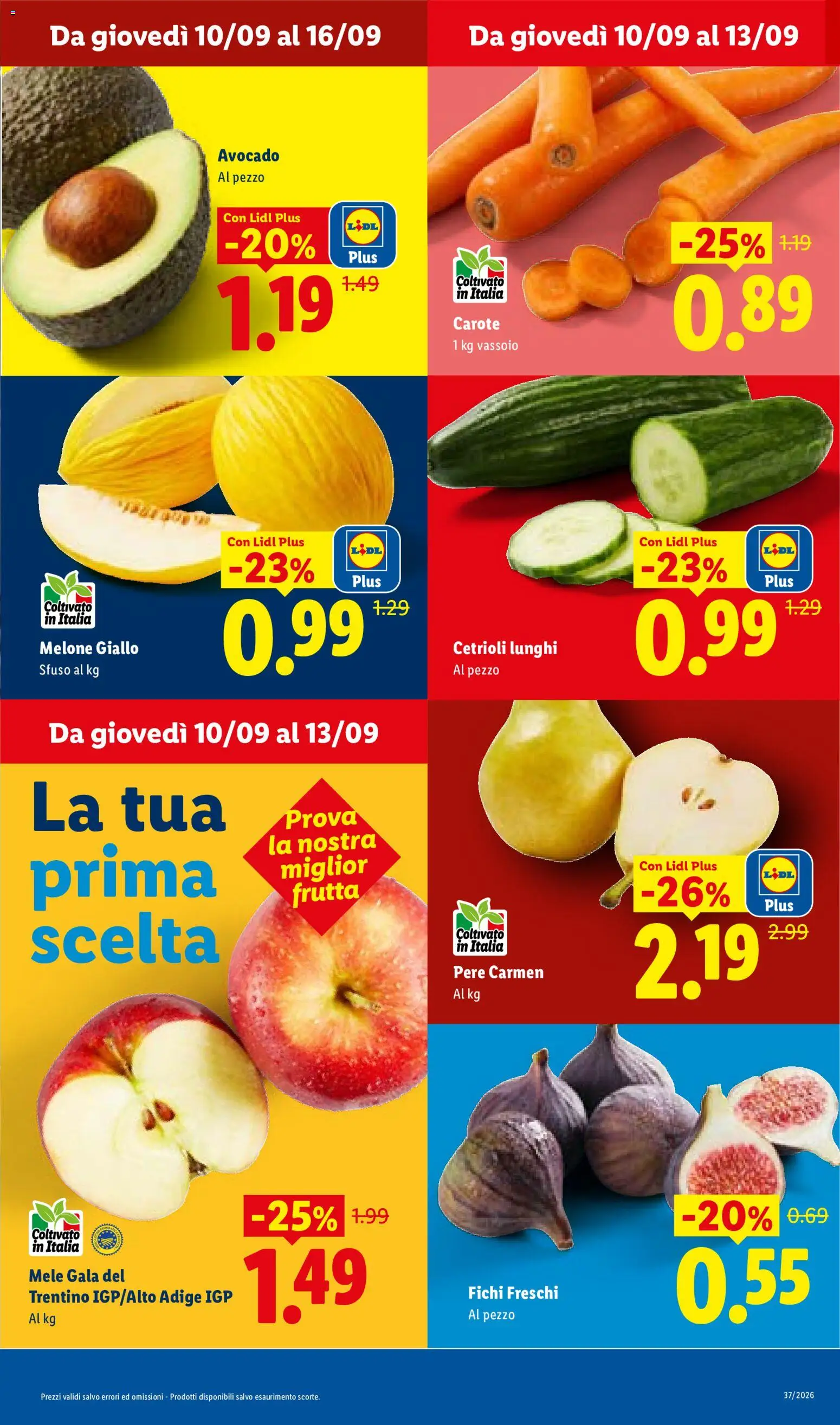 Anteprima dell'opuscolo Lidl volantino dal negozio Lidl valido da 10/09/2026 - Avocado, Frutta, Fichi, Cetrioli, Melone, Mele, Carote, Vassoio