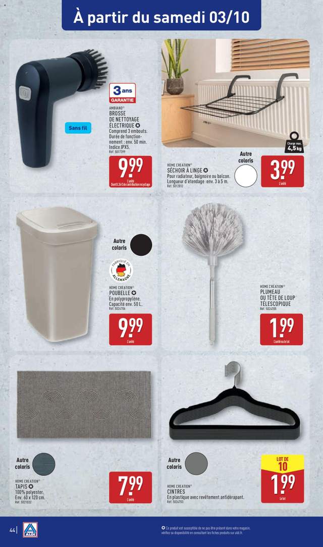 Nouveau catalogue Aldi à partir du 29/09