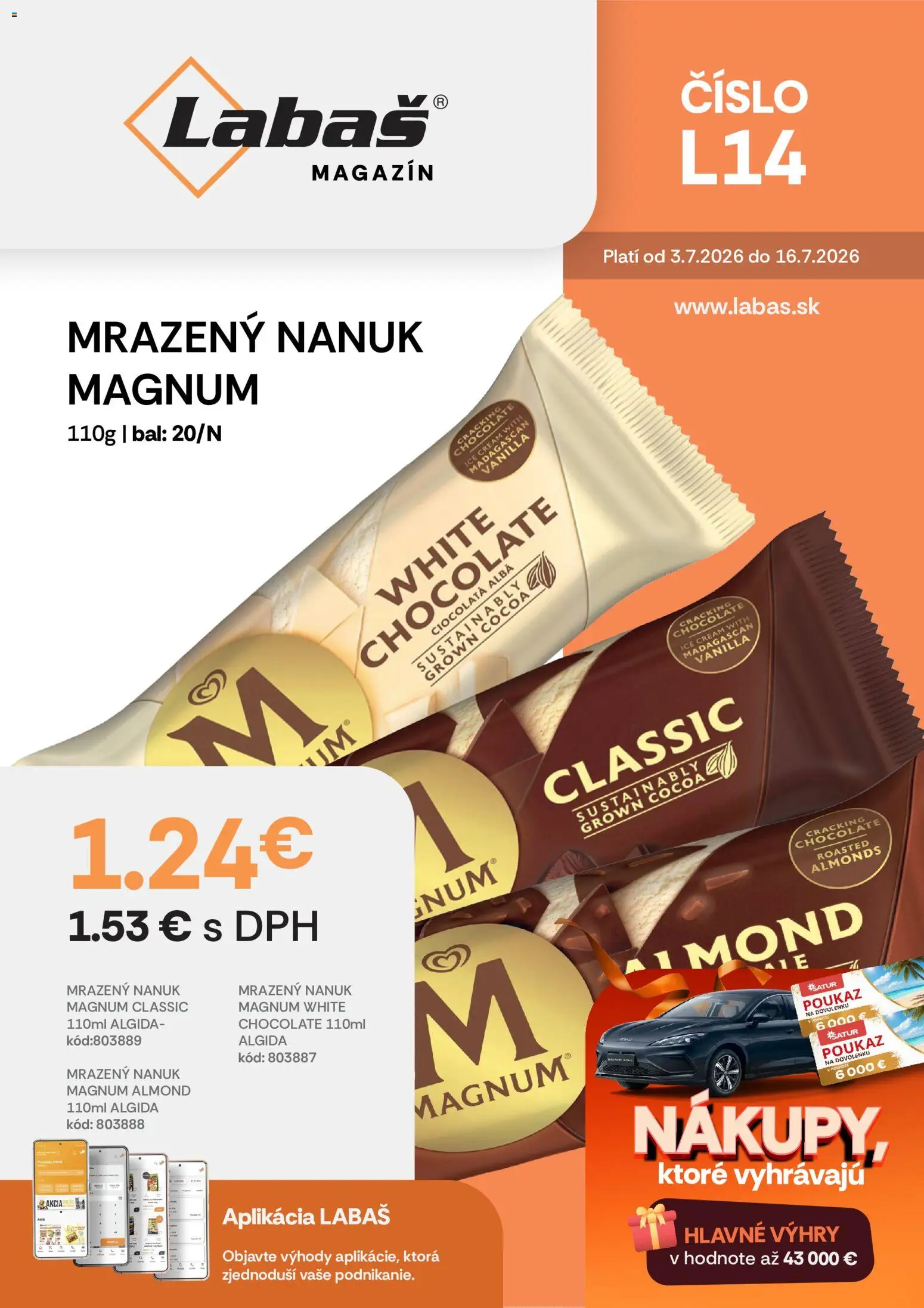 Náhľad Labaš letáku platného od 03.07.2026 - Magnum, Nanuk