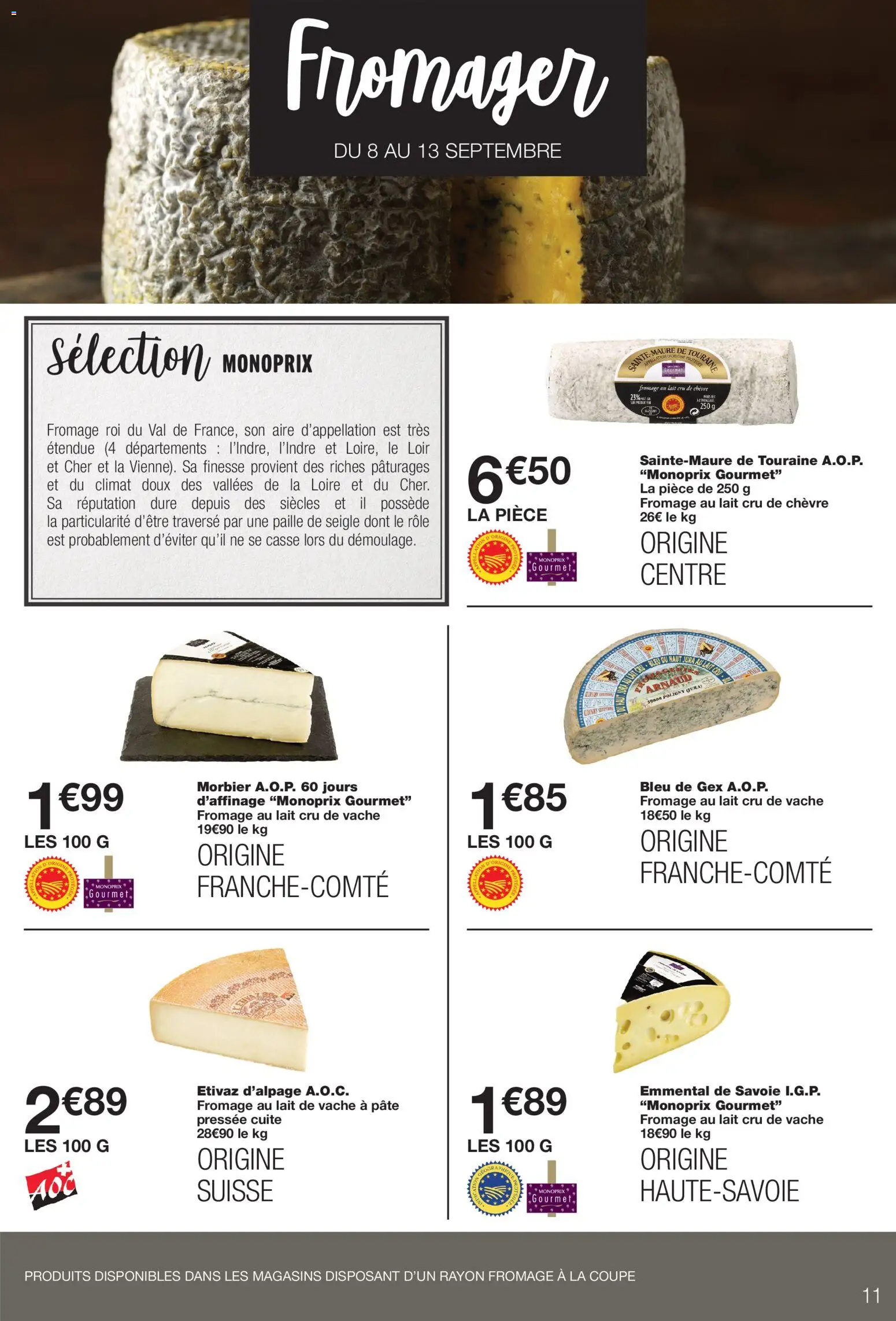Prévisualisation de Monoprix catalogue du magasin Monoprix formulaire valide 08/09/2026 - Fromage, Lait, Pâte, Morbier, Emmental