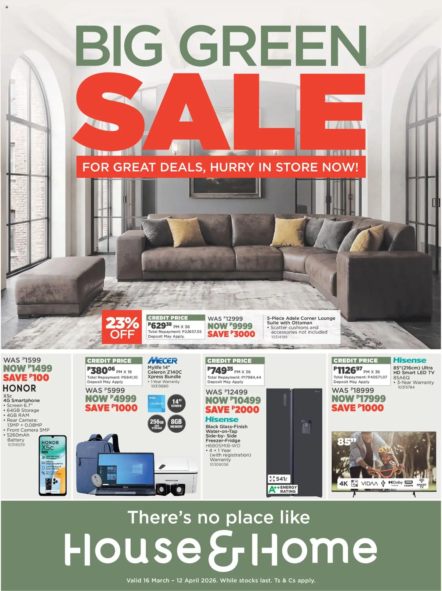 Preview of House and Home flyer valid from 16/03/2026 - Camera, TV, Battery, Ottoman, Smartphone
