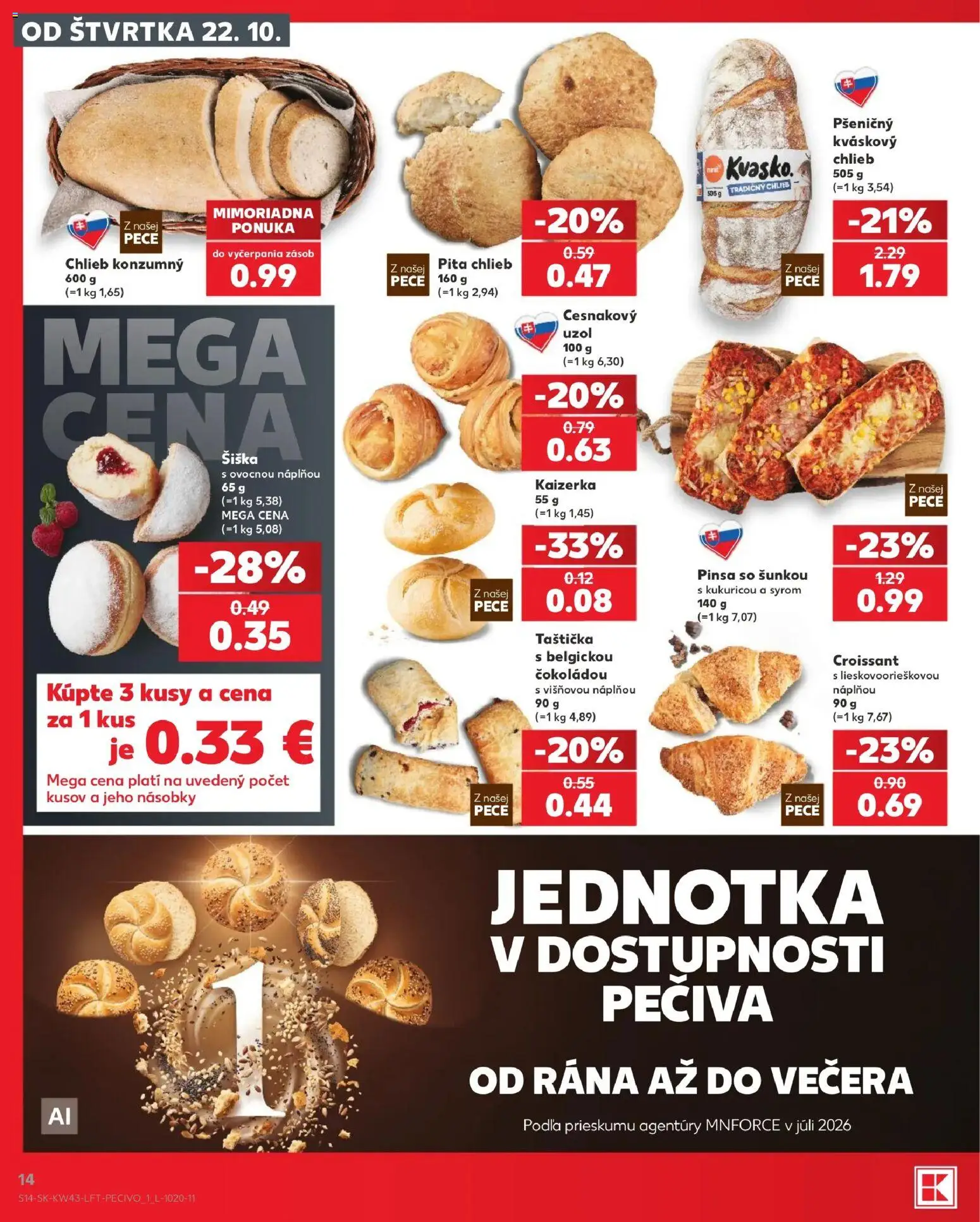 Náhľad Kaufland letáku platného od 22.10.2026 - Croissant, Chlieb, Pita chlieb