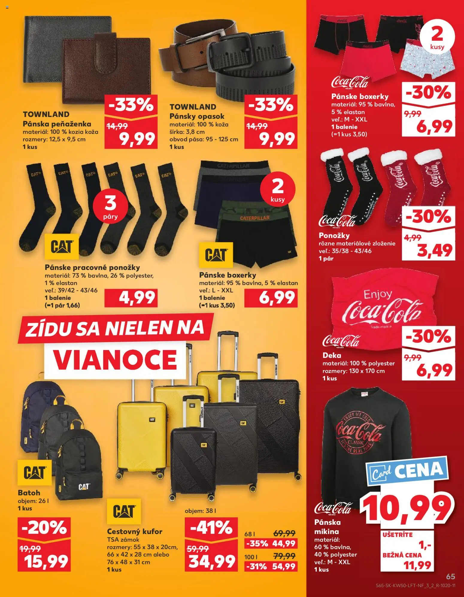 Náhľad Kaufland letáku platného od 11.12.2025 - Mikina, Kufor, Peňaženka, Coca cola, Ponožky, Batoh, Opasok, Cola