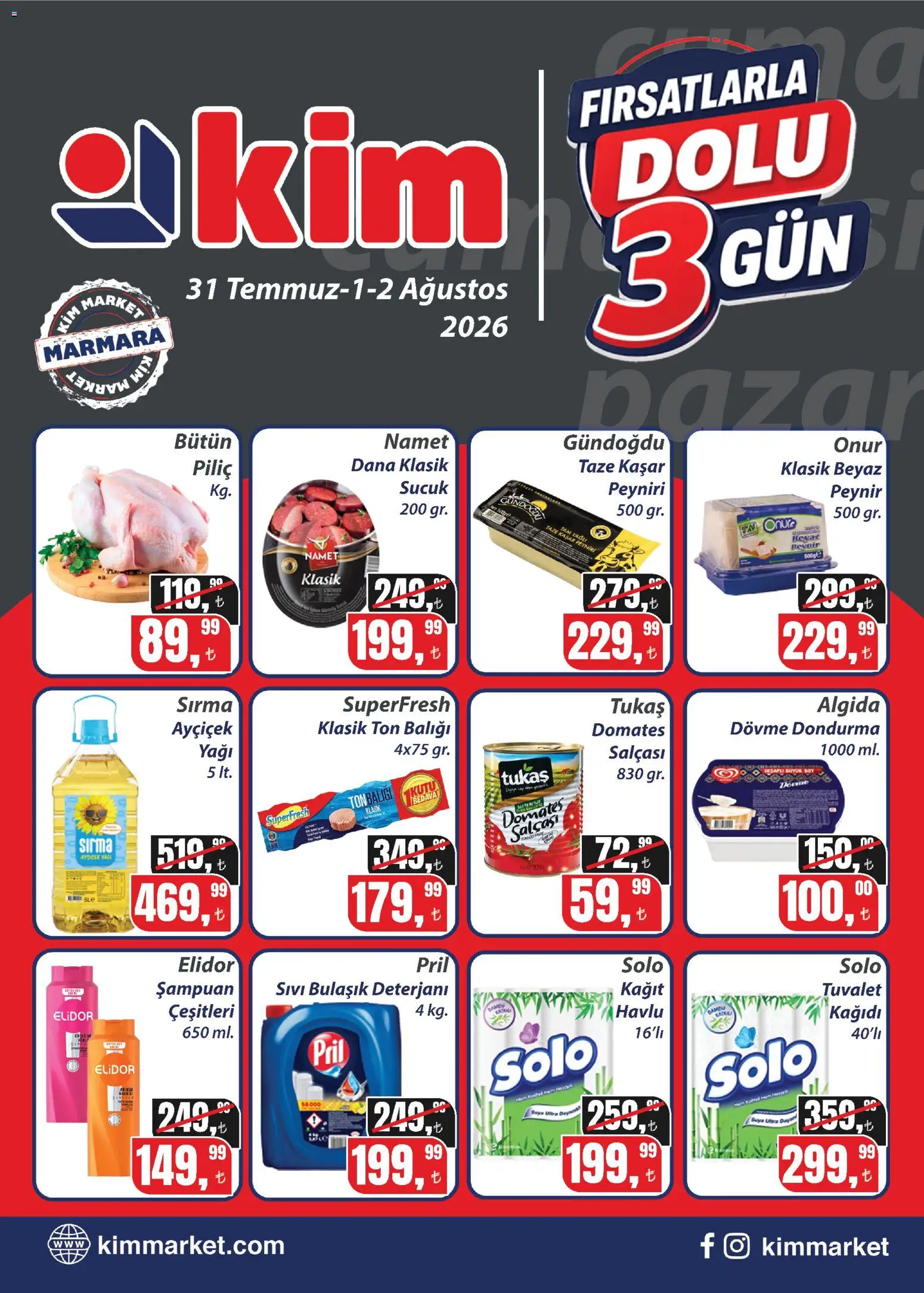 Kim Market Kim Market Katalog - Marmara Insert 31.07.2026 - Broşürünün önizlemesi - Dondurma, Sucuk, Ton balığı, Tuvalet, Domates, Bulaşık deterjanı, Kutu, Piliç