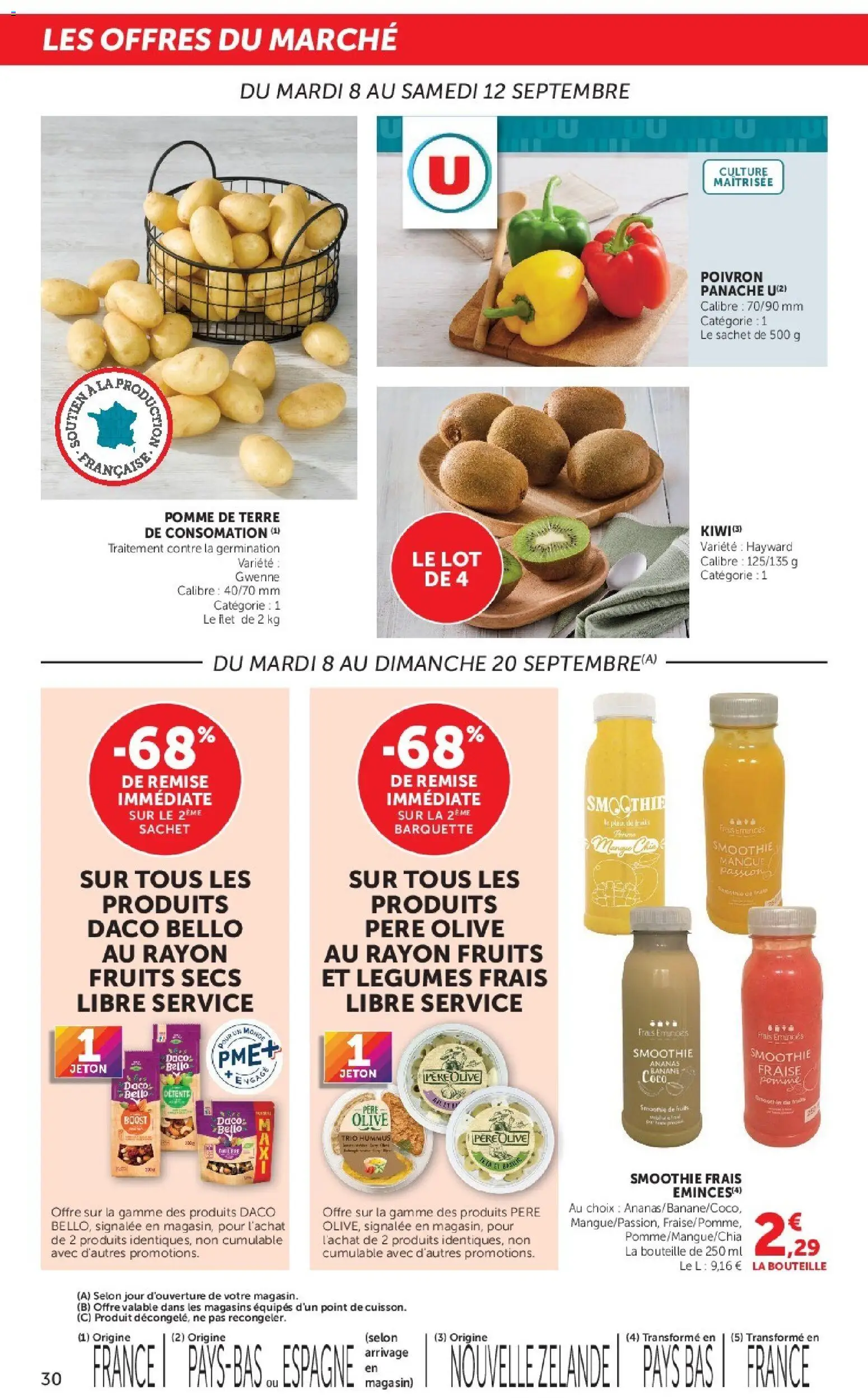Prévisualisation de Super U catalogue du magasin Super U formulaire valide 08/09/2026 - Coco, Banane, Smoothie, Pomme de terre, Poivron, Panaché, Bouteille, Fruits secs