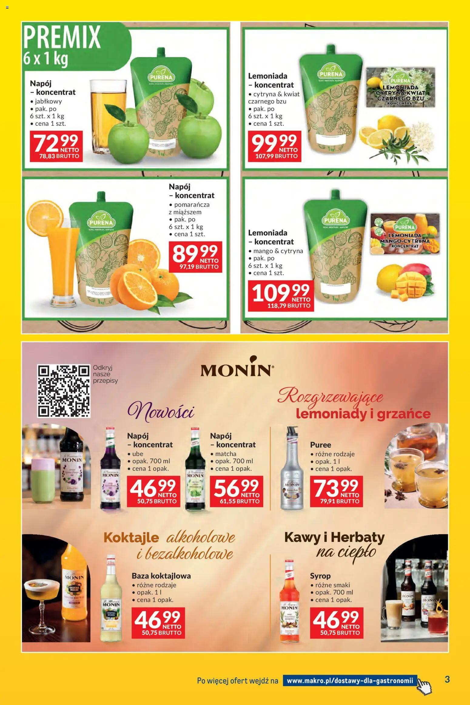 Pogląd gazetki "Makro gazetka - Dostawy dla gastronomii" ze sklepu Makro ważnej od 01.11.2026 - Mango, Matcha, Lemoniada, Cytryna, Koktajle, Syrop, Monin
