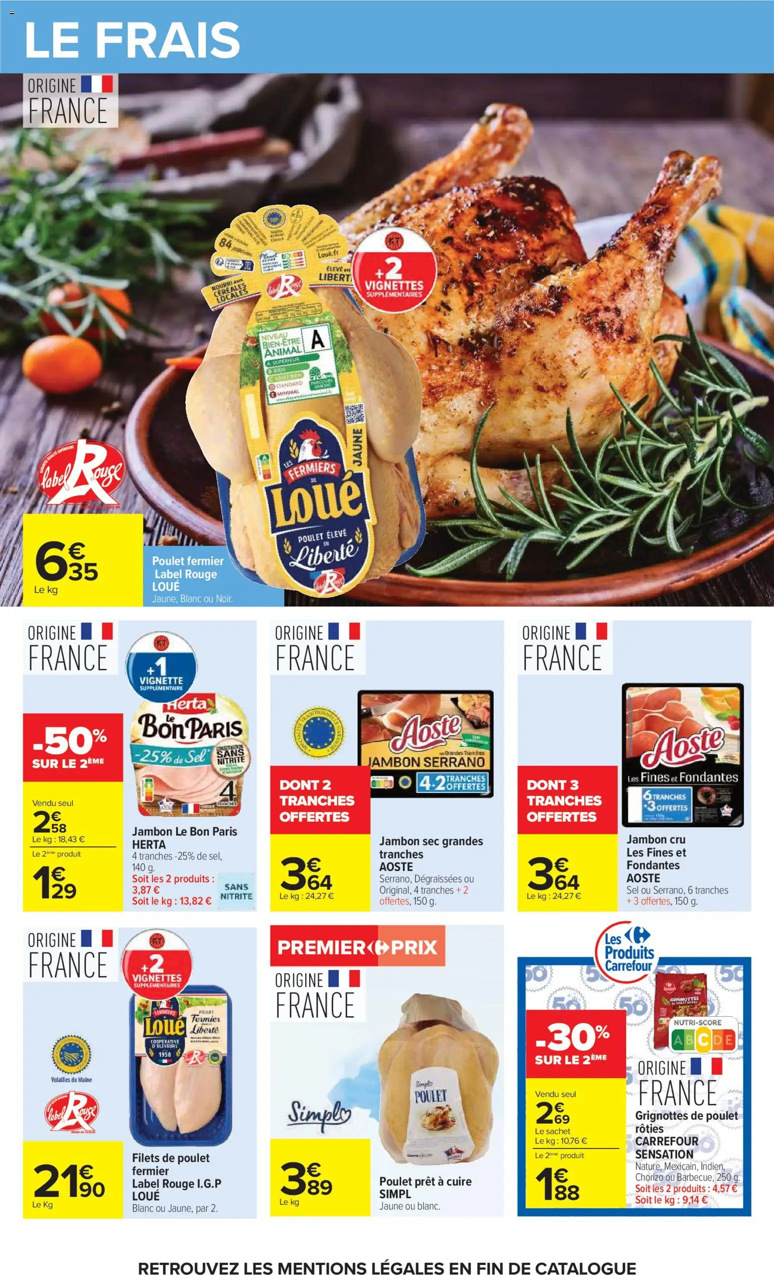 Prévisualisation de Carrefour Petit déjeuner du magasin Carrefour formulaire valide 03/11/2026 - Poulet, Jambon, Chorizo, Céréales, Sel, Filets de poulet, Jambon Cru, Jambon serrano