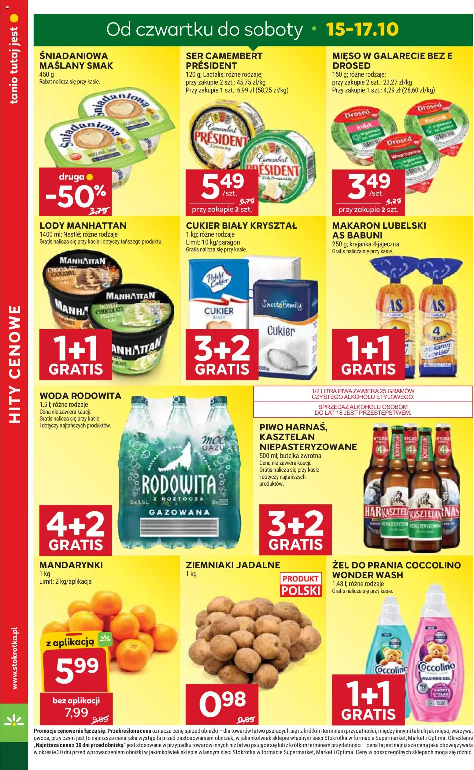 Pogląd gazetki "Stokrotka gazetka - Market" ze sklepu Stokrotka ważnej od 15.10.2026 - Stokrotka, Woda, Piwo, Makaron, Camembert, Cukier, Coccolino, Coccolino 1