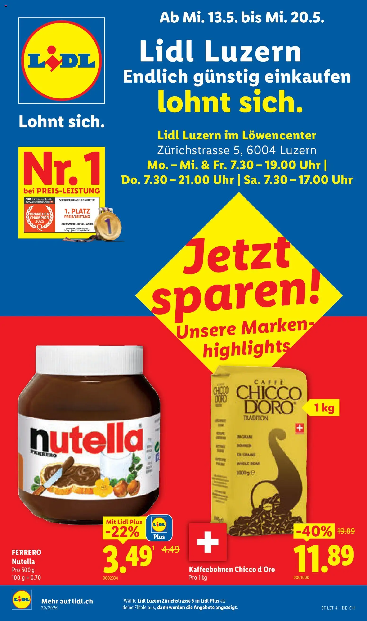 Vorschau des Merkblatts Lidl Aktionen Neueröffnung Luzern vom Shop Lidl gültig von 13.05.2026 bis 20.05.2026