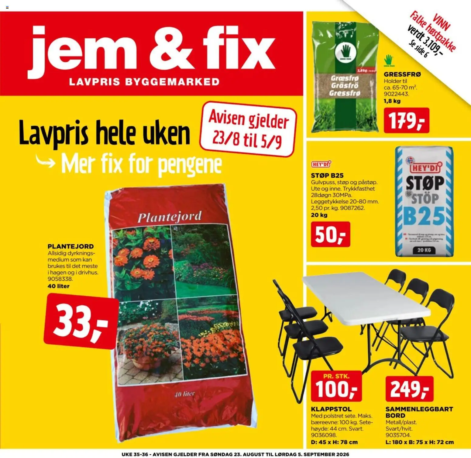 Forhåndsvis Jem & Fix kundeavis fra butikk Jem & Fix gyldig fra 23/08/2026