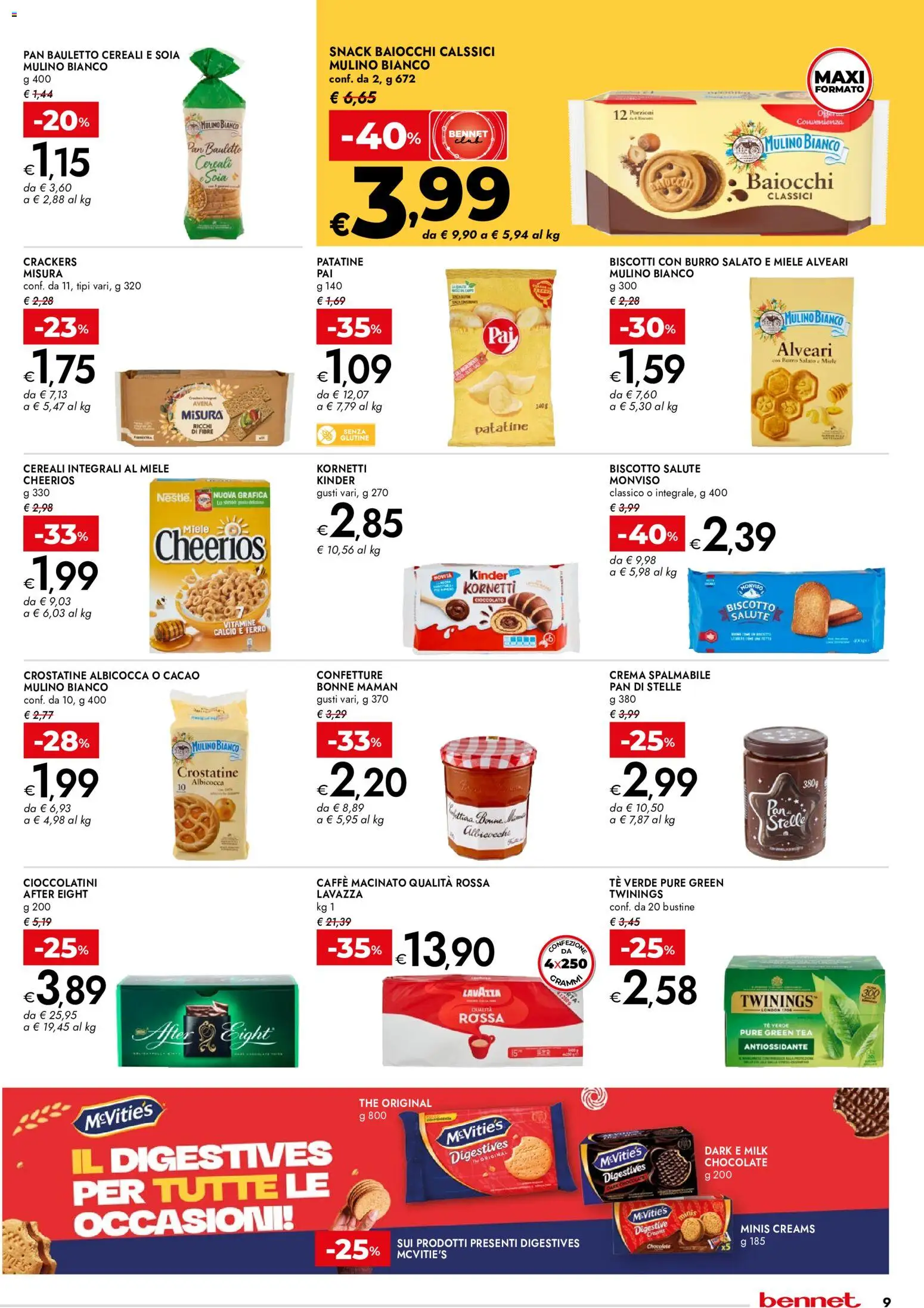 Anteprima dell'opuscolo bennet volantino dal negozio bennet valido da 22/10/2026 - The, Lavazza, Cereali, Patatine, Albicocche, Cacao, Tè verde, Caffè macinato