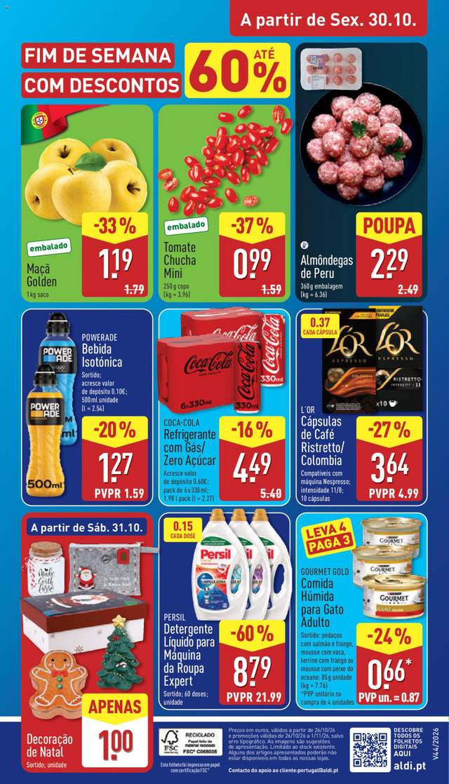 Novo folheto Aldi a partir de 26/10