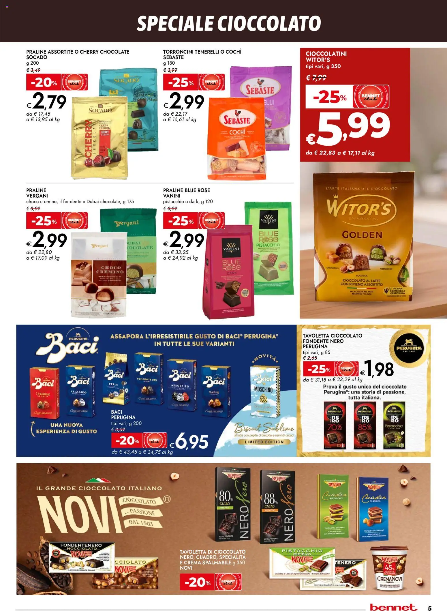 Anteprima dell'opuscolo bennet volantino Cioccolato che bontà dal negozio bennet valido da 29/10/2026 - Crema, Latte, Cioccolato, Pistacchio, Cioccolatini, Specialità, Torroncini, Tavoletta