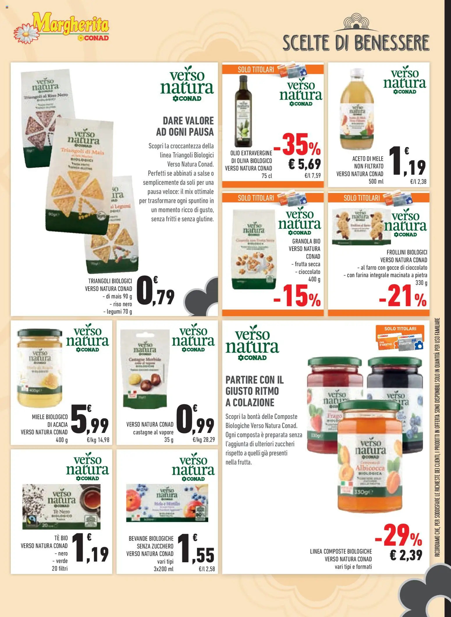 Anteprima dell'opuscolo Conad volantino Margherita Lombardia dal negozio Conad valido da 21/10/2026 - Zucchero, Miele, Cioccolato, Legumi, Frutta secca, Olio extravergine di oliva, Tè, Aceto