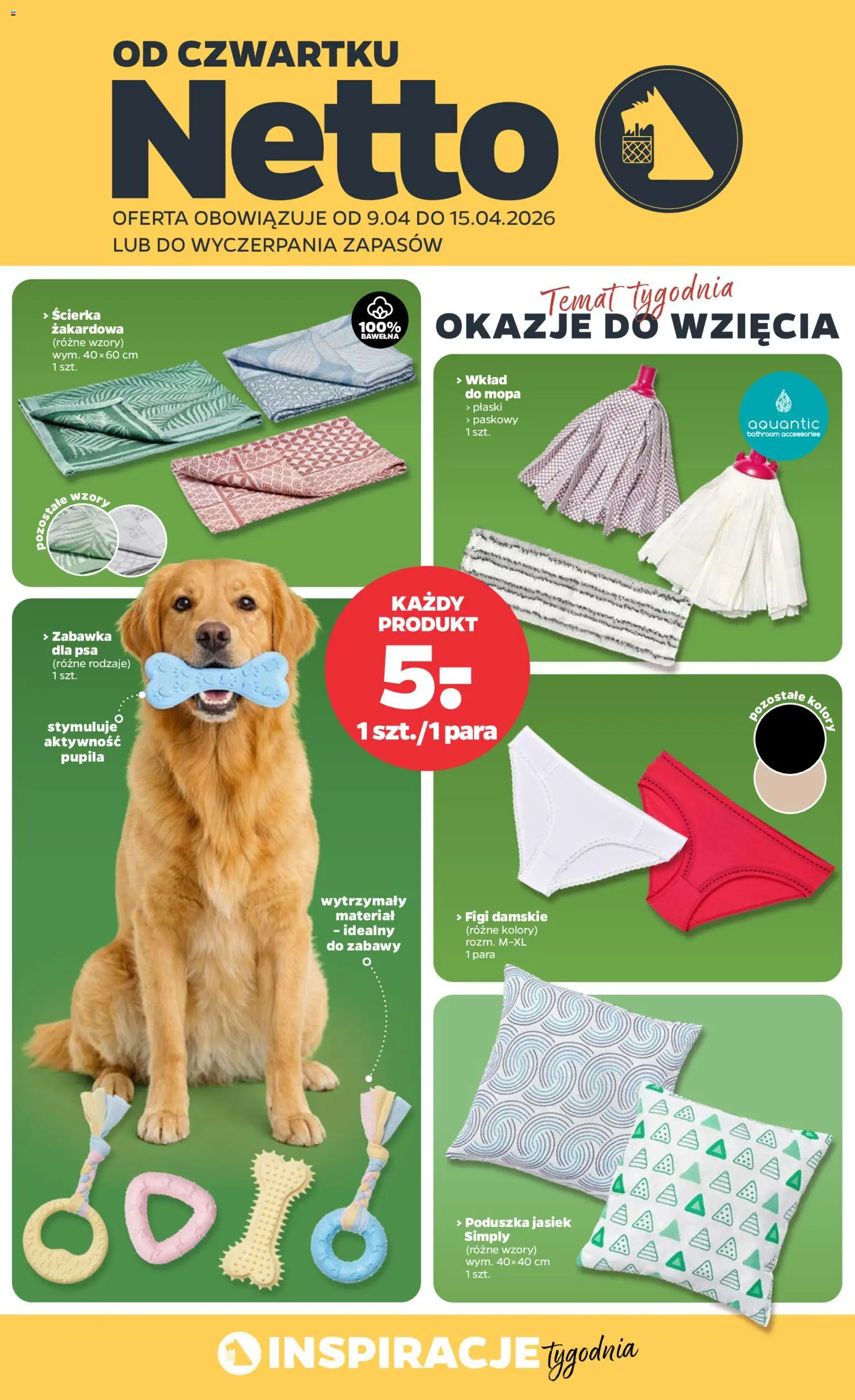 Pogląd gazetki "Netto gazetka od czwartku NonFood" ze sklepu Netto ważnej od 09.04.2026 - Poduszka, Zabawka dla psa, Figi