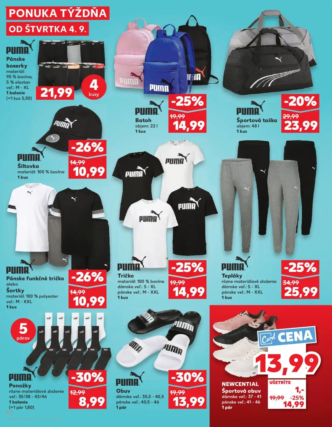 Náhľad Kaufland letáku platného od 04.09.2025 - Tričko, Ponožky, Batoh, Boxerky, Taška, Športová obuv