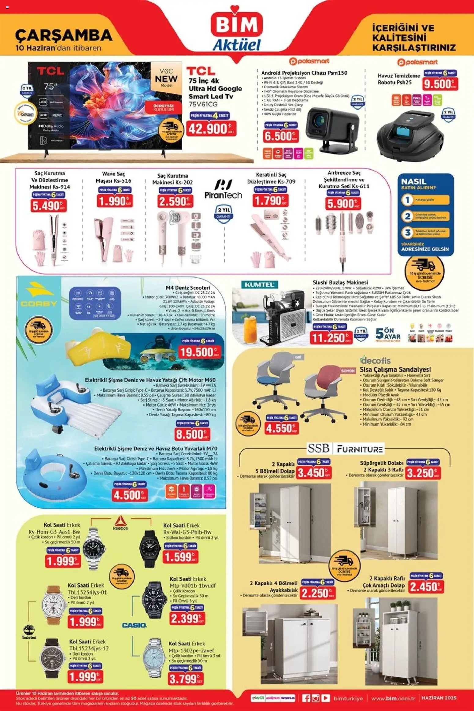 BİM BİM - Katalog Çarşamba 10.06.2026 - Broşürünün önizlemesi - Su, TV, Şeker, Hoparlör, Ses, Somon, Adaptör, Ağırlık