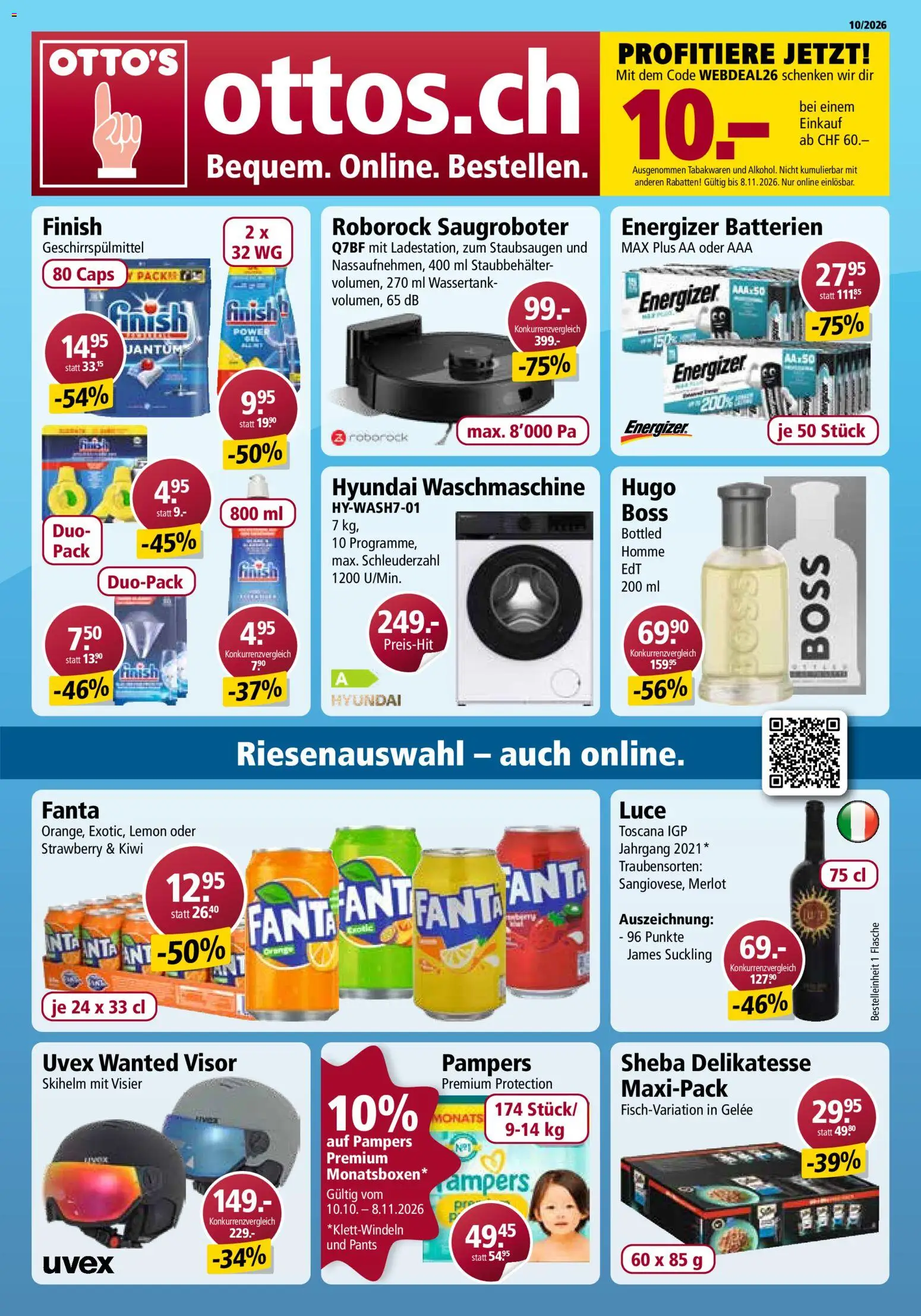 Vorschau des Merkblatts Otto's aktionen Online vom Shop Otto's gültig von 10.10.2026 bis 08.11.2026 - Kiwi, Waschmaschine, Pampers, Fanta, Merlot, Geschirrspülmittel