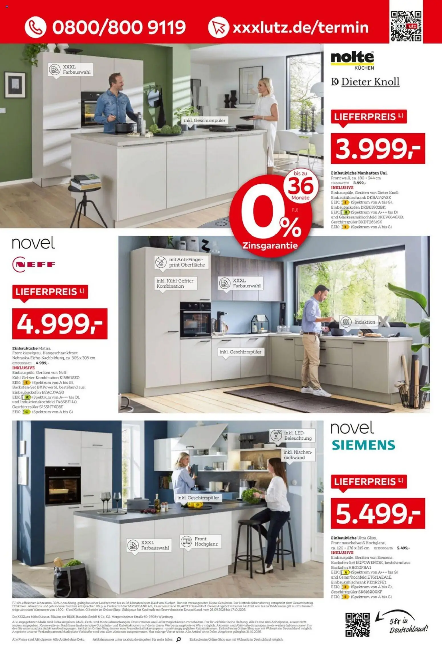 Vorschau von dem Prospekt des Geschäftes XXXLutz, gültig ab dem 03.10.2026 - Kuchen, Siemens, Geschirrspüler, Kühlgefrierkombination, Backofen, Einbauküche, Neff, Kochfeld