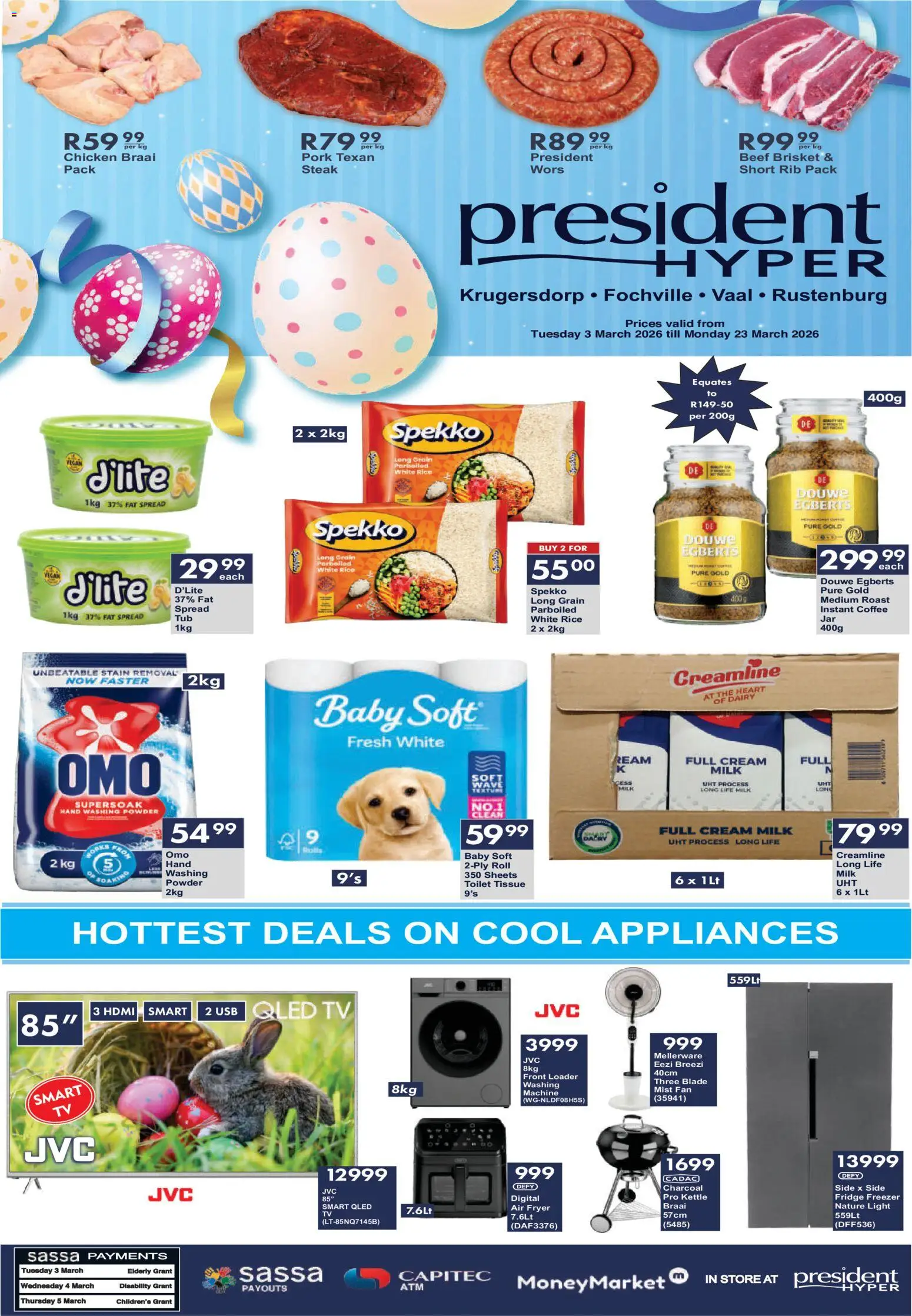 Preview of President Hyper flyer valid from 03/03/2026 - Coffee, Fridge, TV, USB, Rice, Beef, Powder, Fat spread