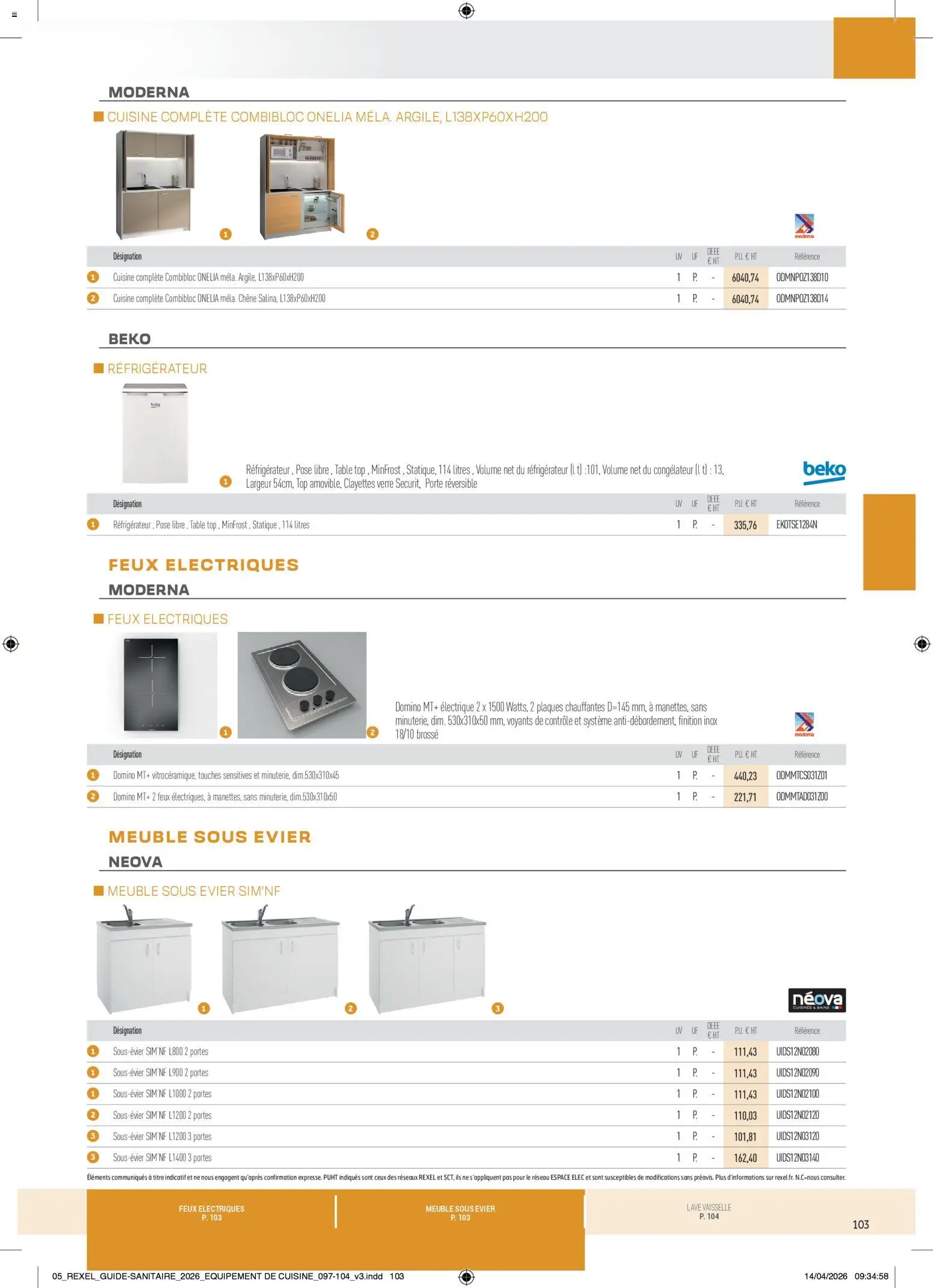 Prévisualisation de Rexel - Brochure Sanitaire du magasin Rexel formulaire valide 20/04/2026 - Meuble, Réfrigérateur, Congélateur, Porte, Vaisselle, Brosse, Portes
