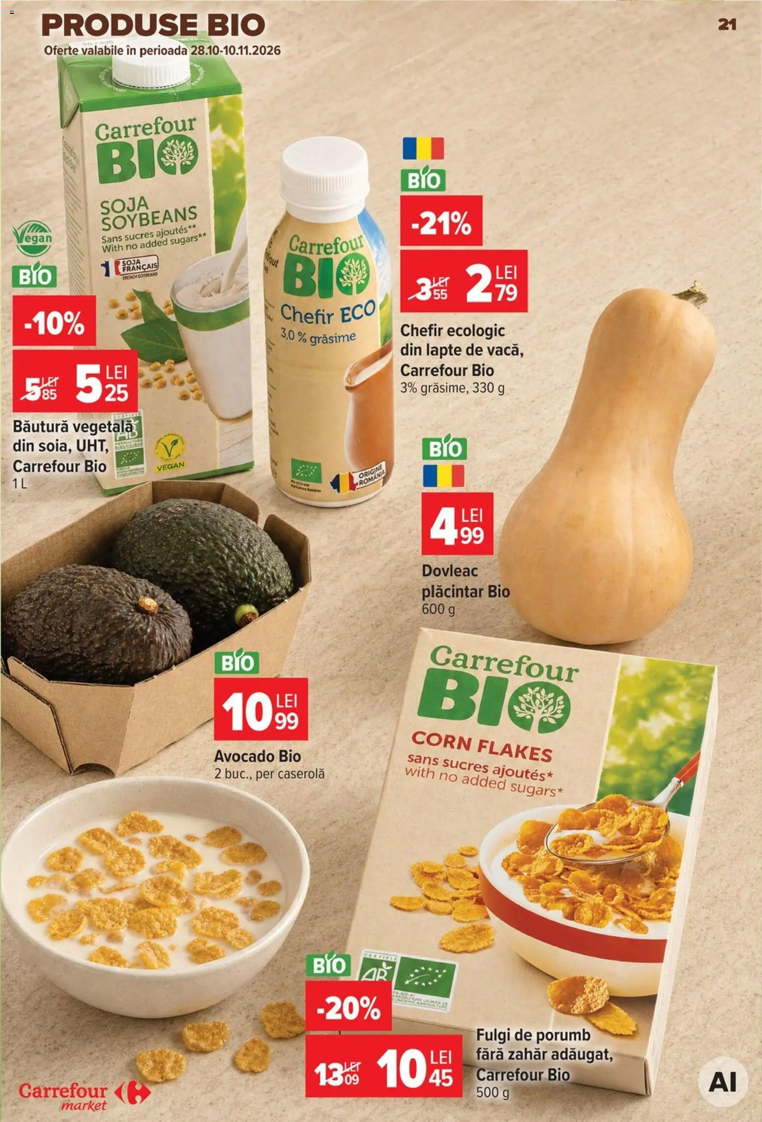 Previzualizarea de cataloage: Carrefour Carrefour Catalog Market valabil de la 28.10.2026 - Avocado, Porumb, Lapte, Zahăr, Bio, Chefir, Fulgi de porumb, Fulgi