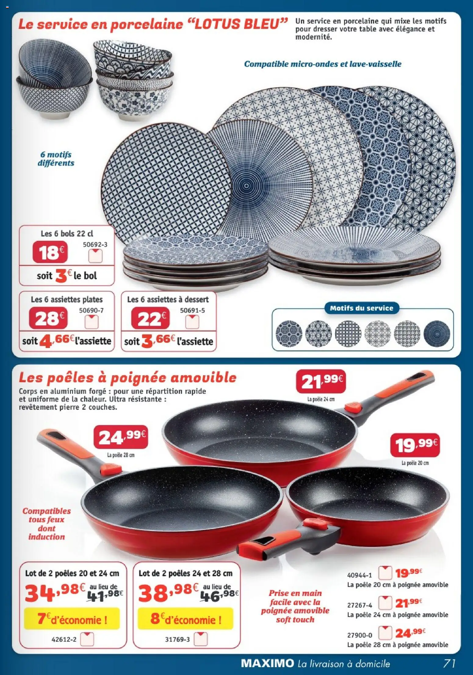 Prévisualisation de Maximo catalogue du magasin Maximo formulaire valide 26/10/2026 - Dessert, Lotus, Poêle, Table, Bol, Prise, Porcelaine, Assiettes plates
