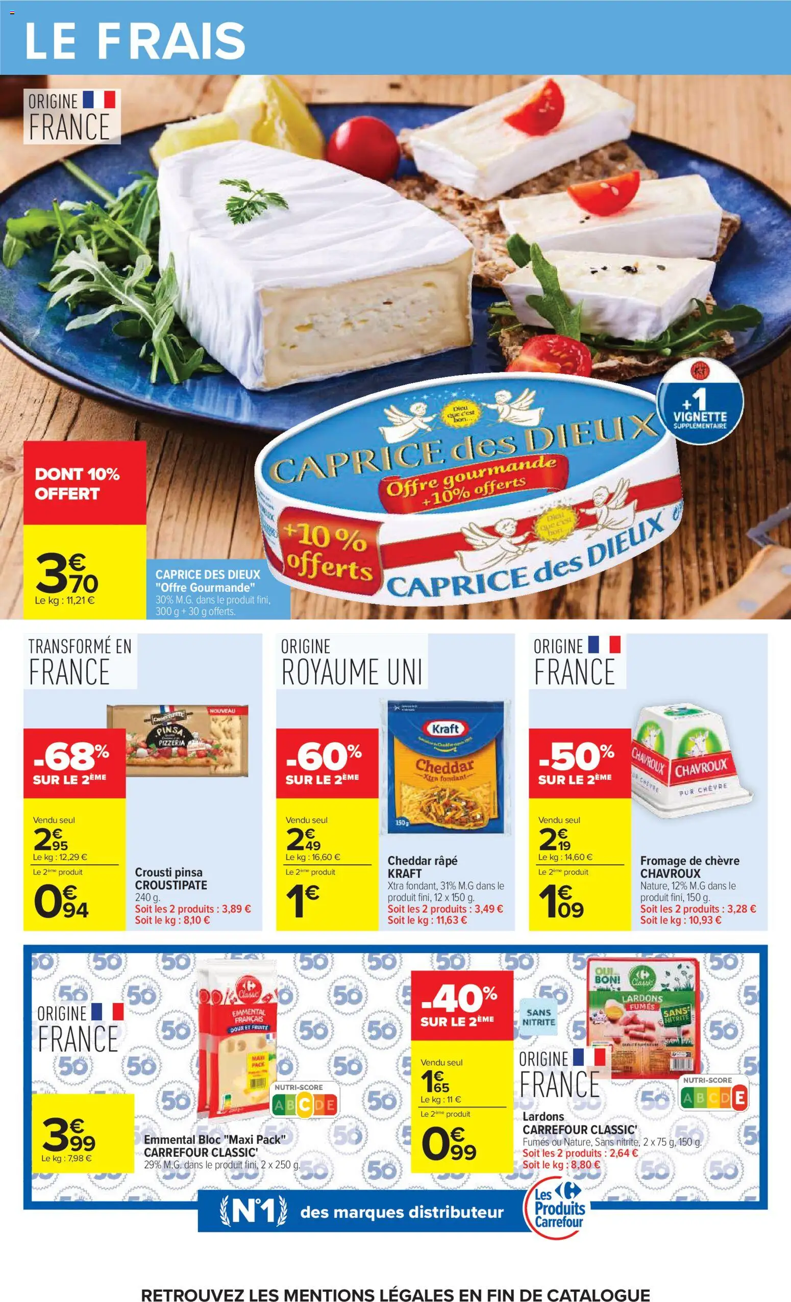 Prévisualisation de Carrefour Petit déjeuner du magasin Carrefour formulaire valide 03/11/2026 - Pizza, Pinsa, Cheddar, Lardons, Bacon, Emmental, Râpe, Cheddar râpé