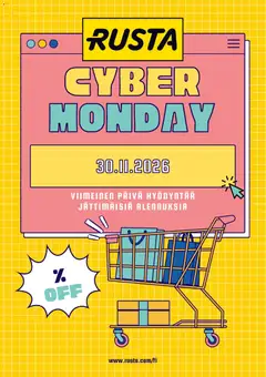 Kaupan Rusta Rusta Cyber Monday -ennakkoilmoitus esikatselu, voimassa 30/10/2026