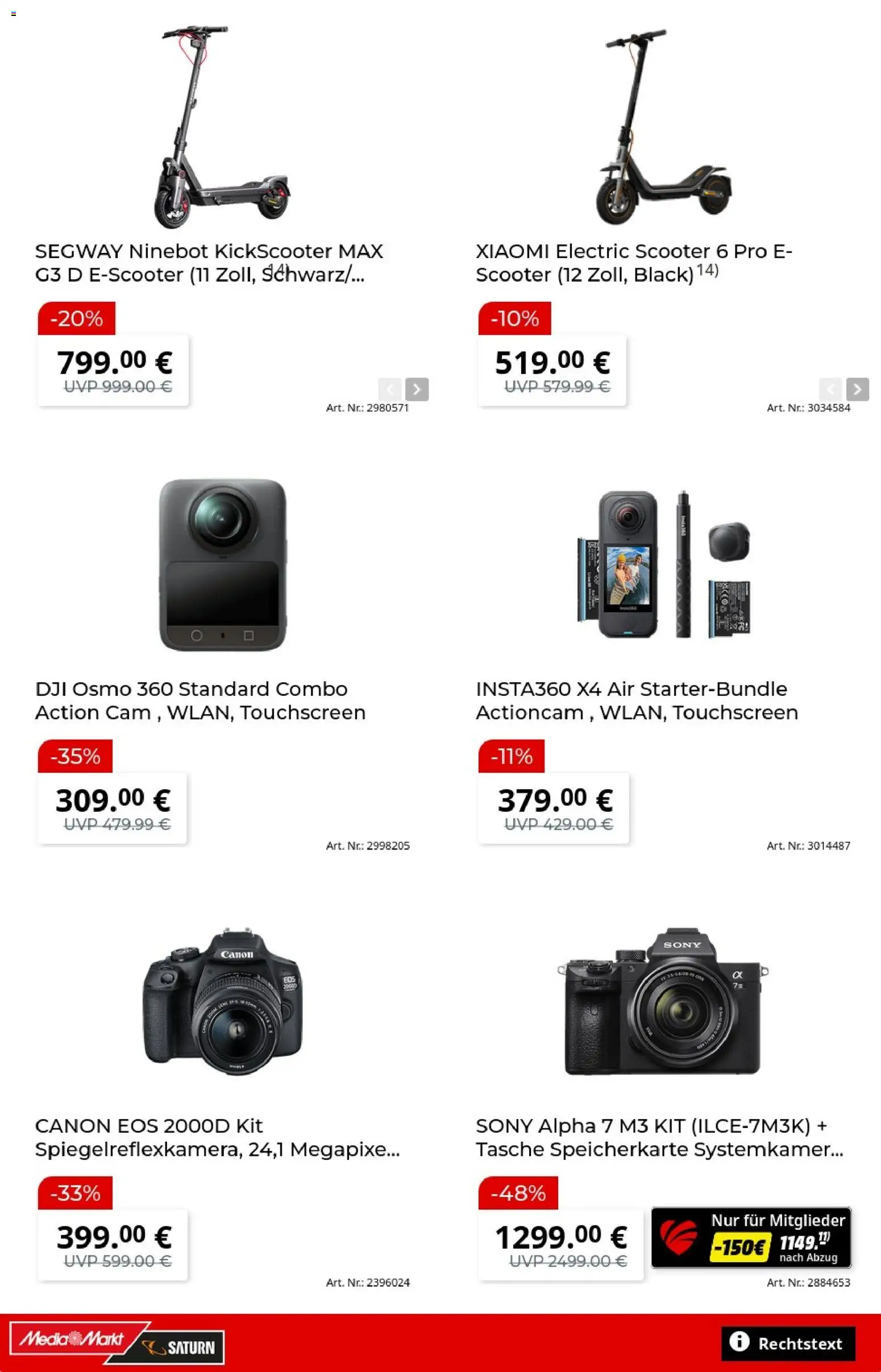 Vorschau von dem Prospekt des Geschäftes Media Markt, gültig ab dem 07.09.2026 - Xiaomi, Sony, Scooter, Tasche, Speicherkarte