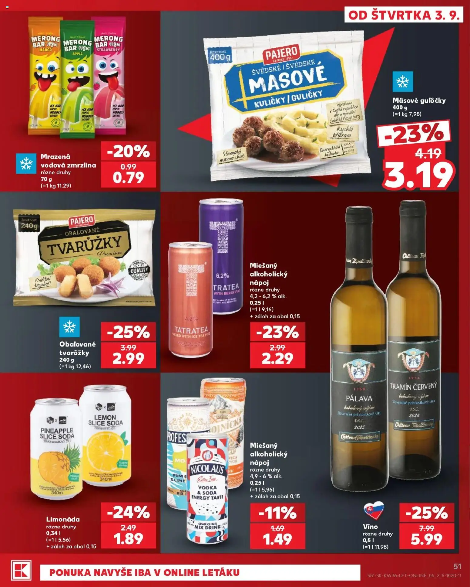 Náhľad Kaufland letáku platného od 03.09.2026 - Mango, Apple, Zmrzlina, Rum, Vodka, Ice Tea, Limonáda, Tvarôžky