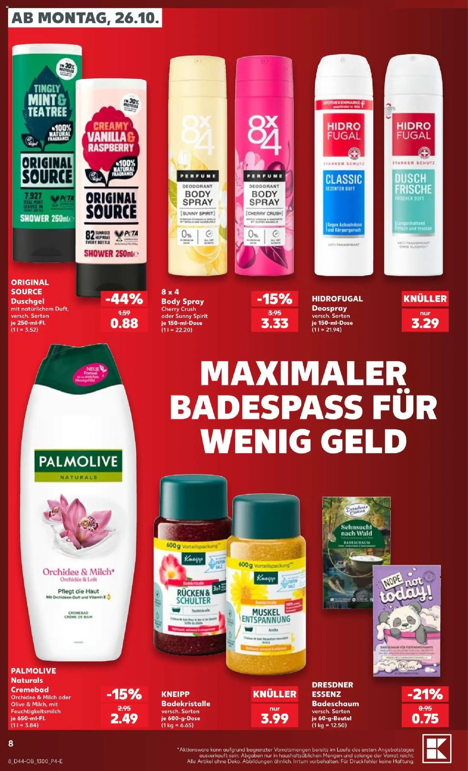 Vorschau von dem Prospekt des Geschäftes Kaufland, gültig ab dem 26.10.2026 - Orchidee, Milch, Creme, Duft, Duschgel, Schulter, Badeschaum, Deospray