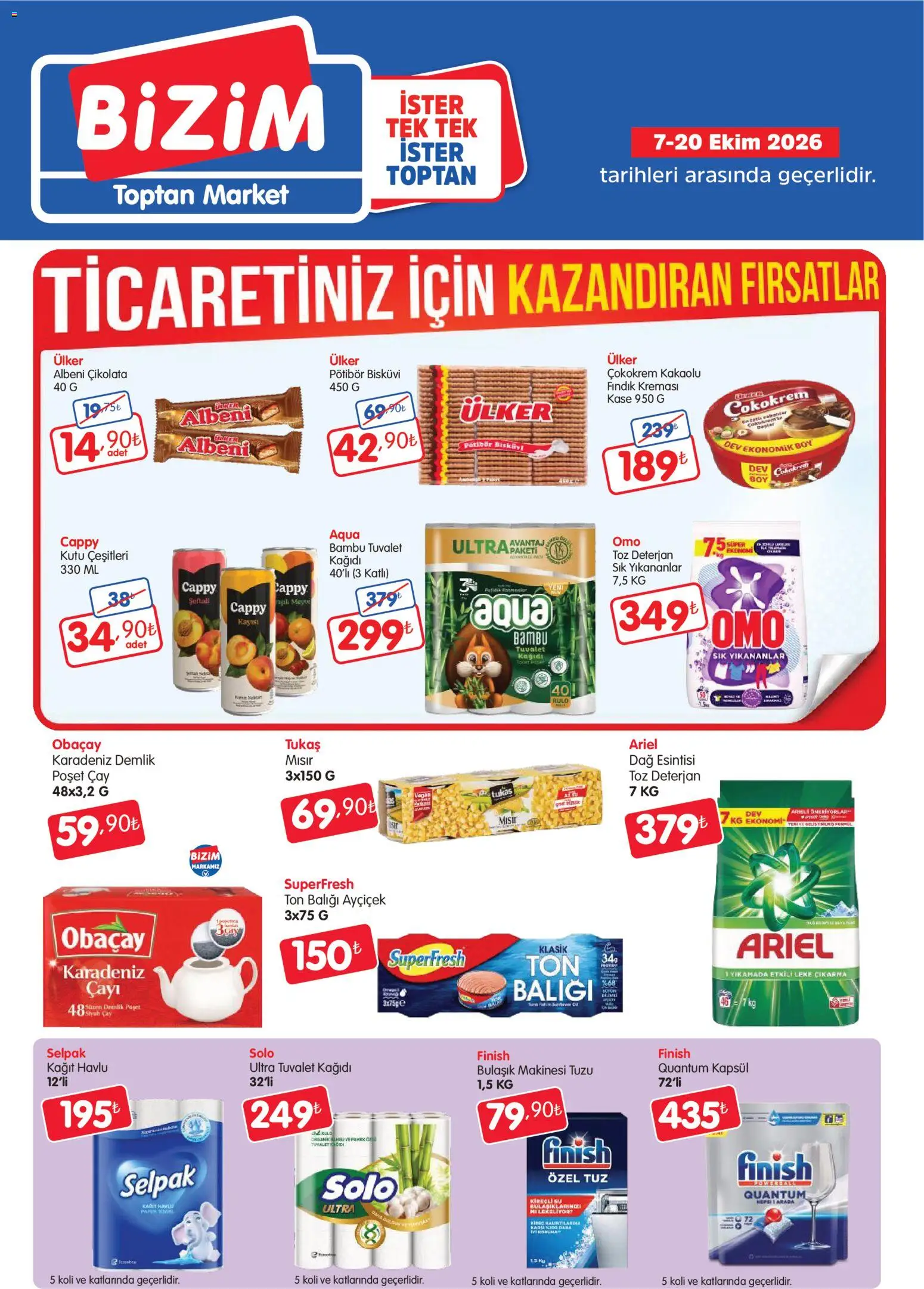 Bizim Toptan Bizim Toptan - Geleneksel kanal kataloğu 07.10.2026 - Broşürünün önizlemesi - Fındık, Bulaşık makinesi, Ton balığı, Tuvalet kağıdı, Kayısı, Kağıt havlu, Kutu, Demlik