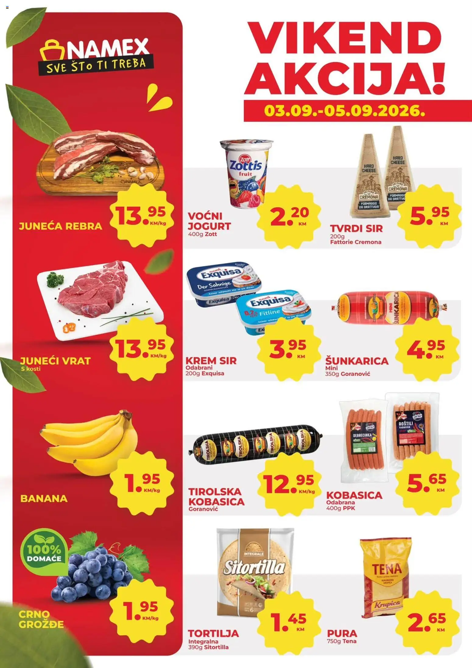 Pregled letka Namex vikend akcija trgovine Namex vrijedi od 03.09.2026