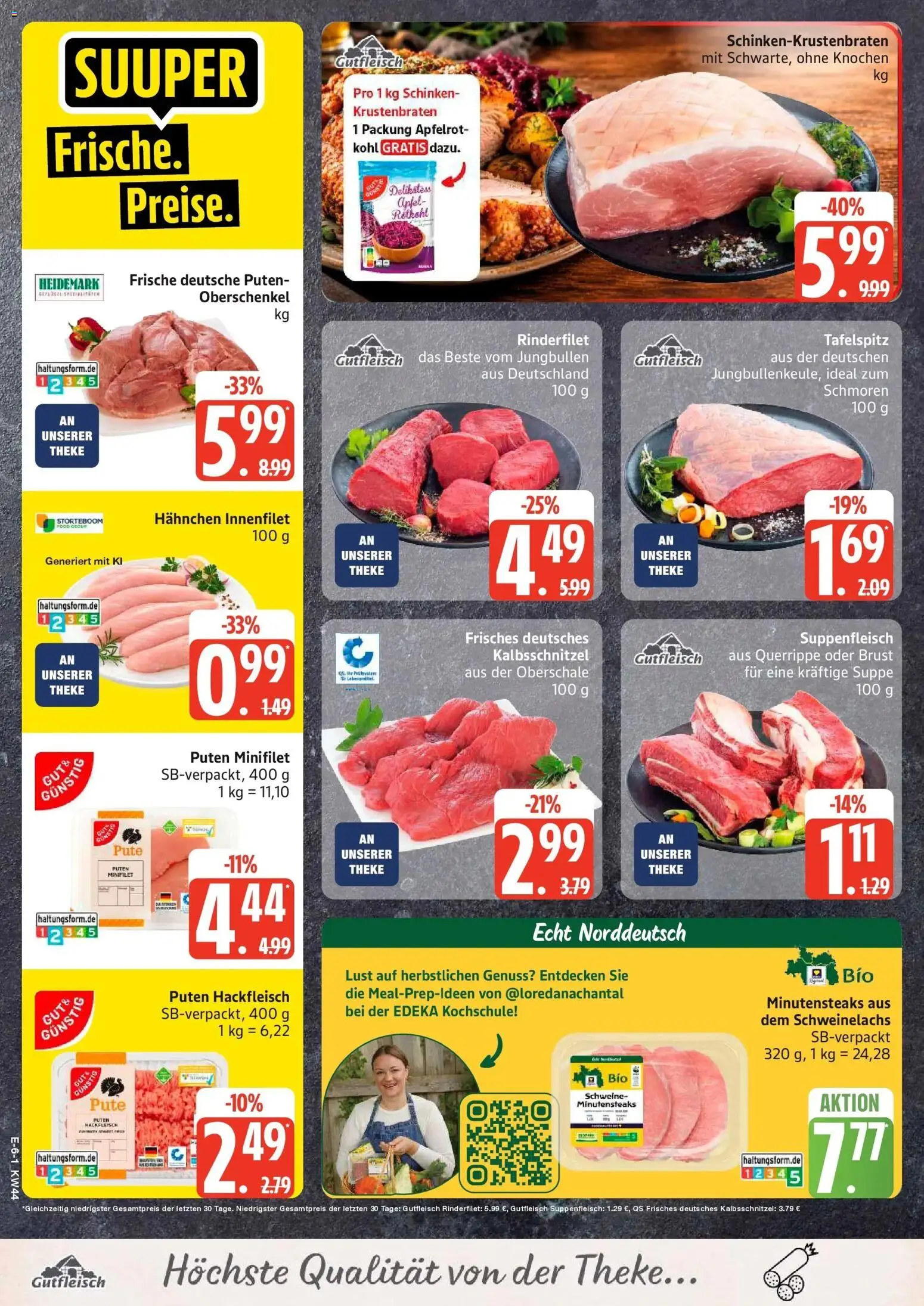 Vorschau von dem Prospekt des Geschäftes Edeka, gültig ab dem 26.10.2026 - Tafelspitz, Hackfleisch, Rinderfilet, Schinken, Theke, Suppenfleisch, Hahnchen, Pute