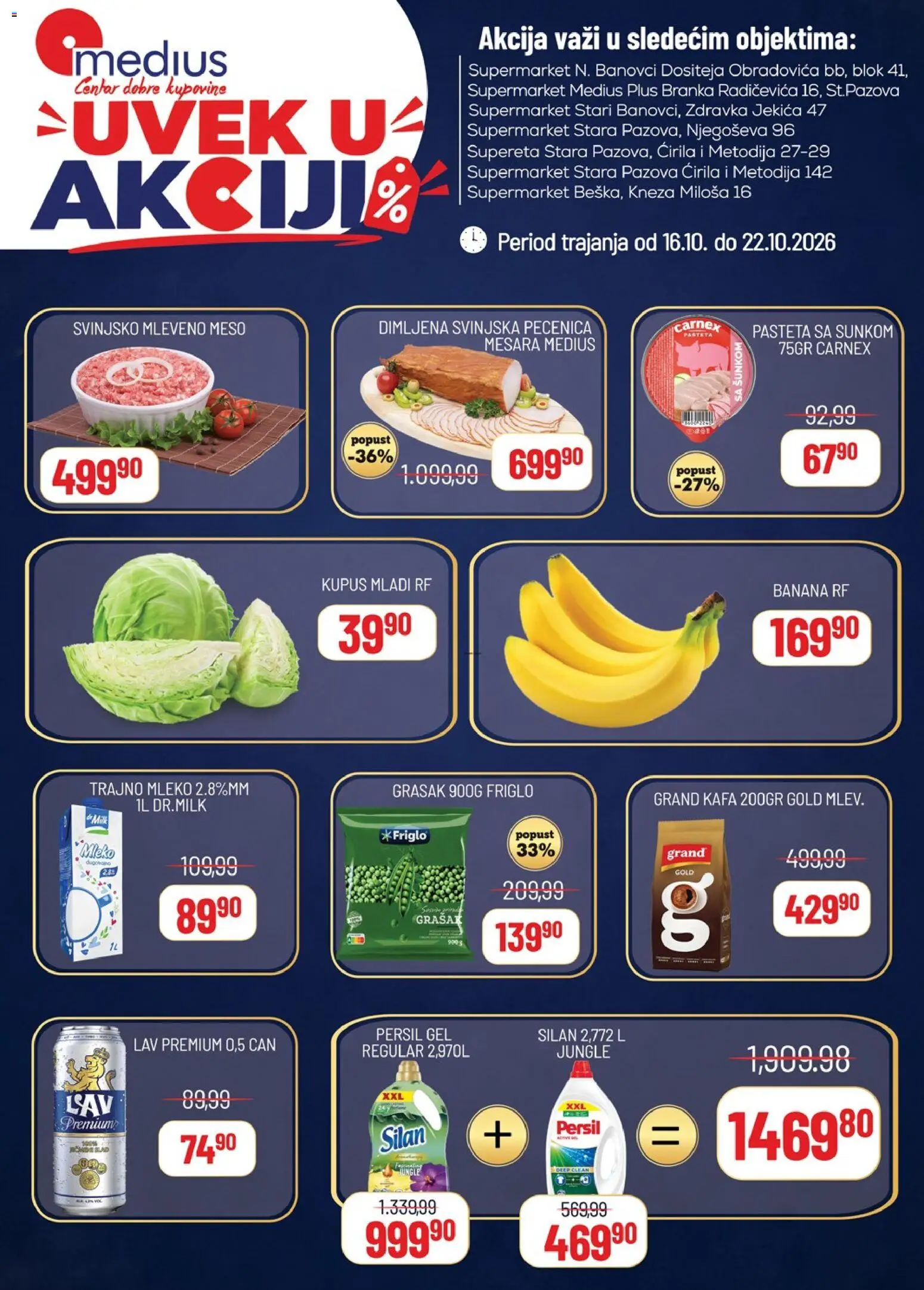 Pregled Medius kataloga - važi od 16.10.2026 - Kafa, Grašak, Kupus, Meso, Persil, Pašteta, Pečenica, Silan
